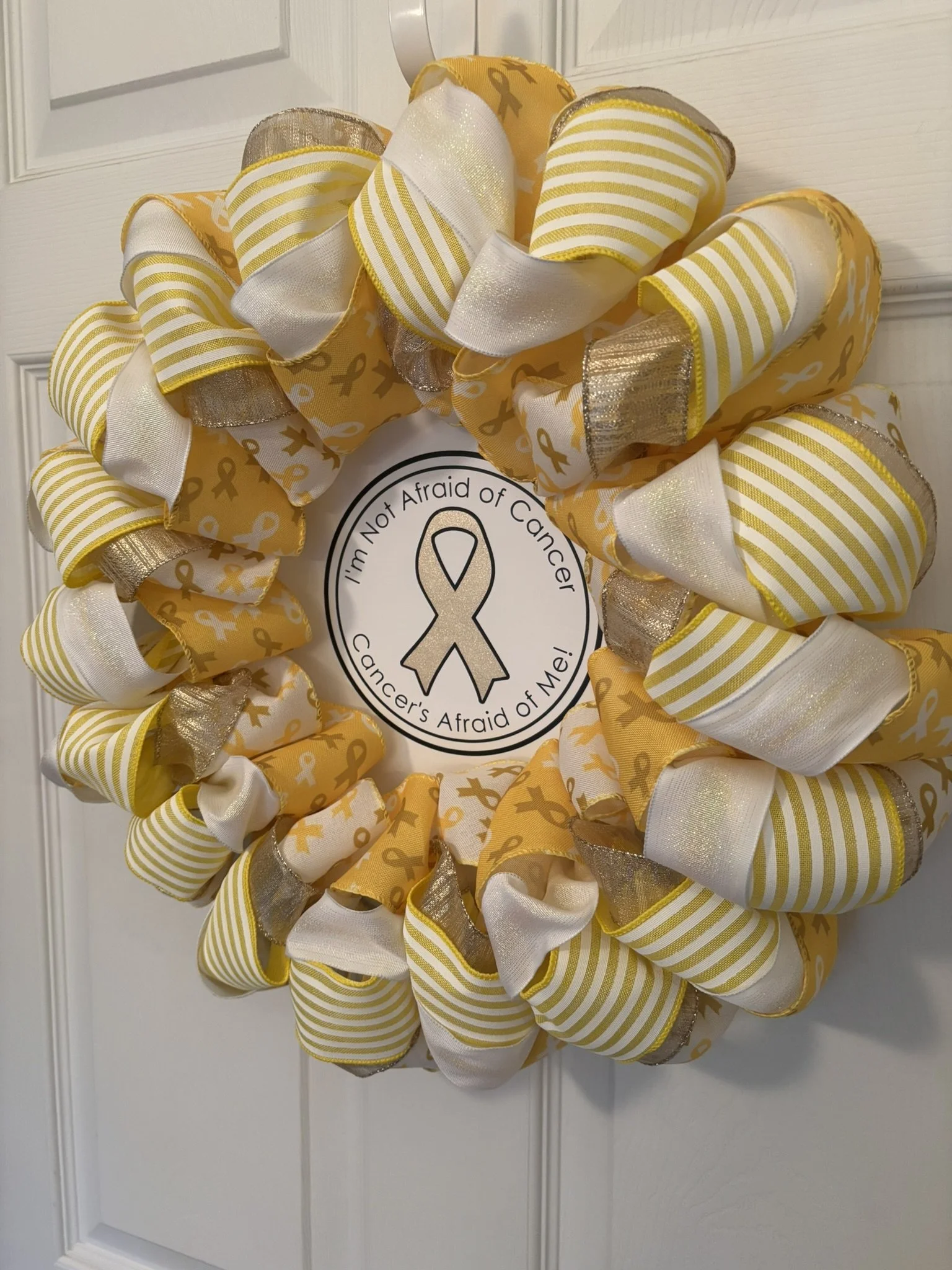 Cancer is Afraid of Me Ribbon Wreath Right Side.JPEG