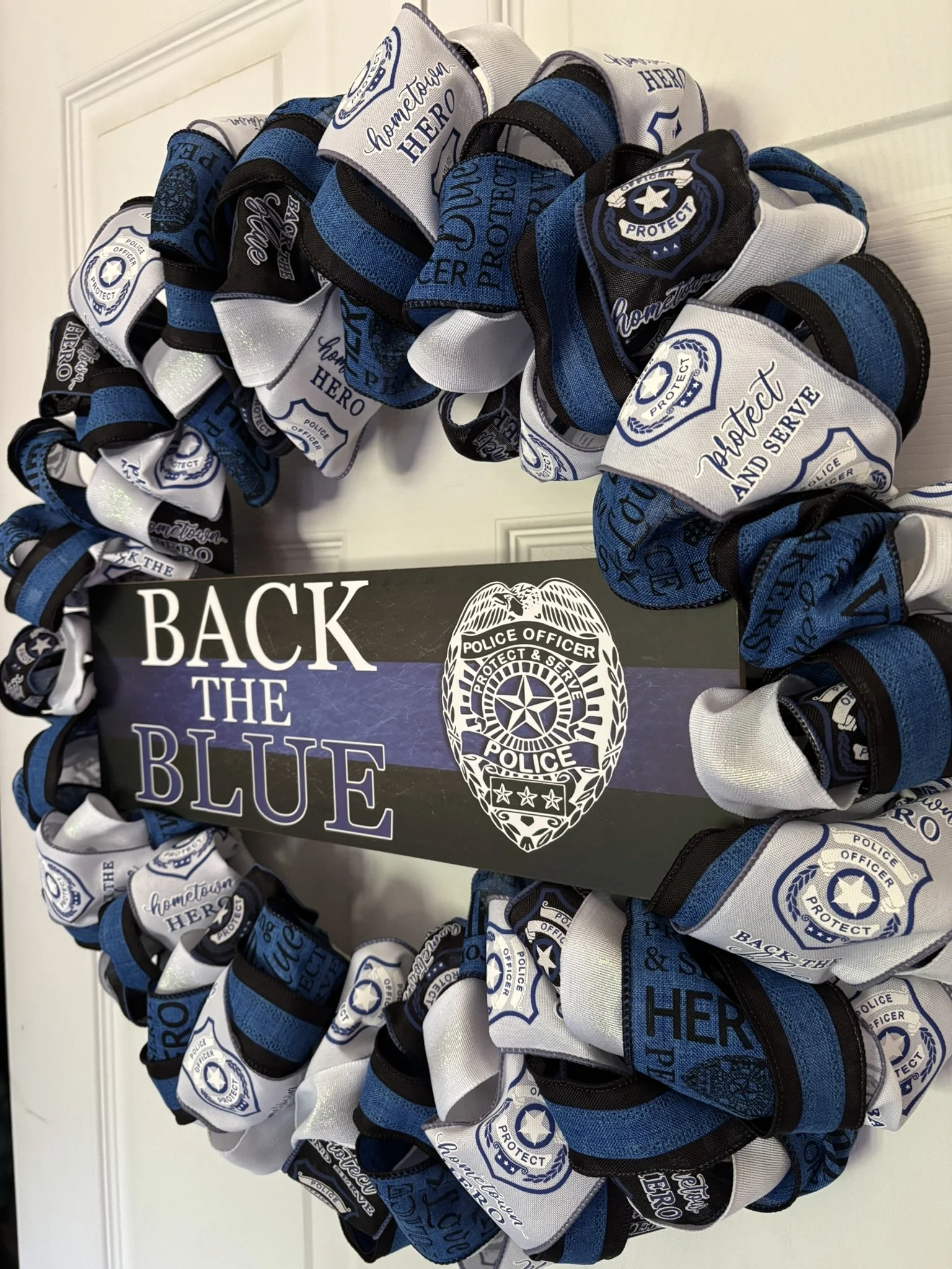 Back the Blue Police Support Ribbon Wreath Right Side.JPEG