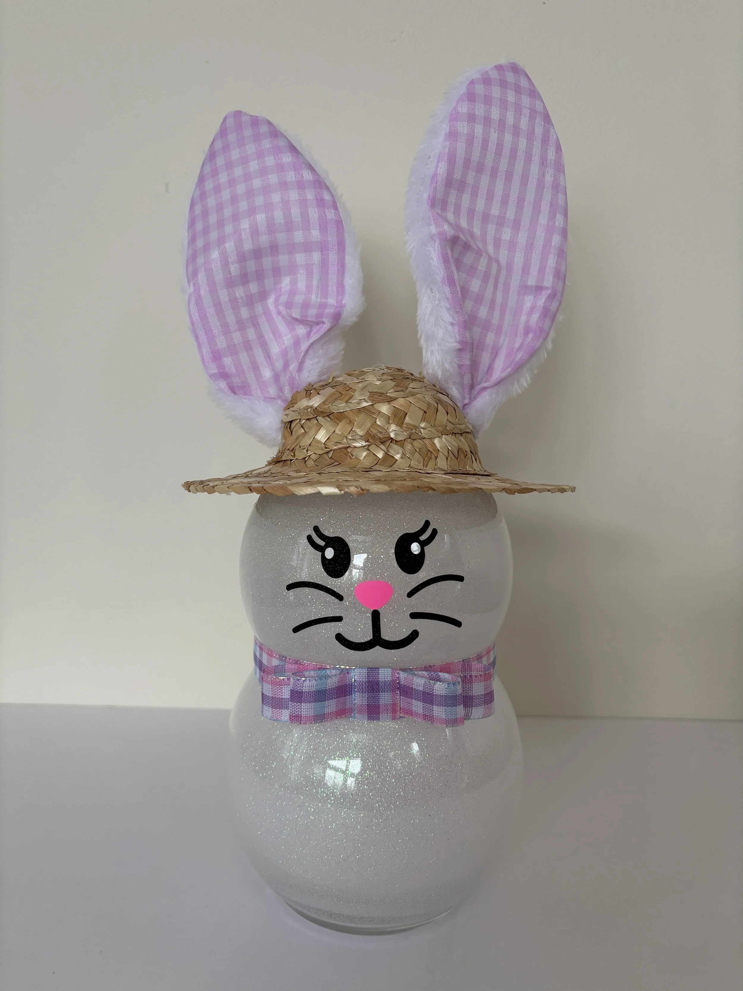 Easter Bunny Pink Gingham Ears Front.JPG