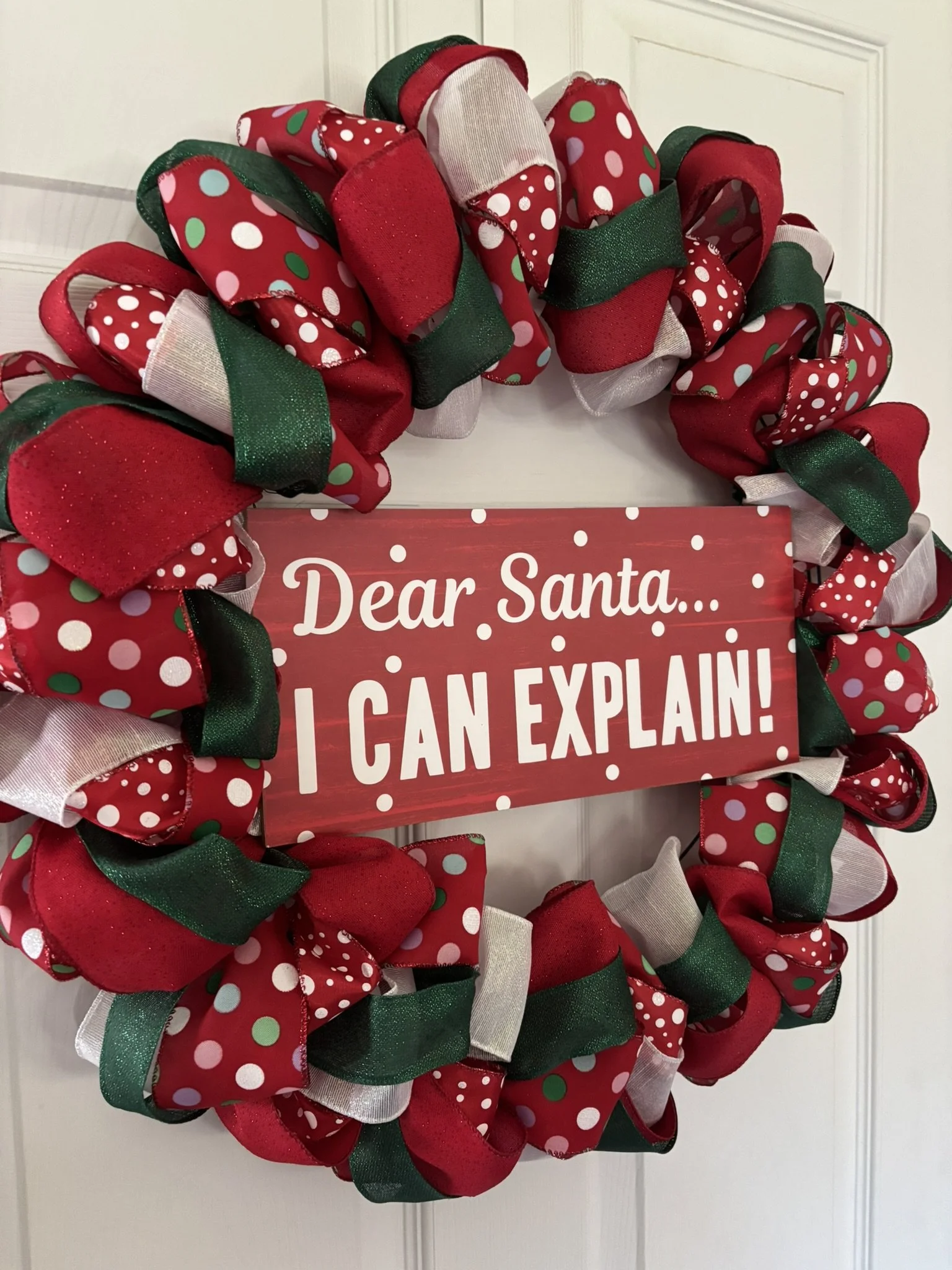 Dear Santa...I Can Explain Ribbon Wreath Left Side.JPEG