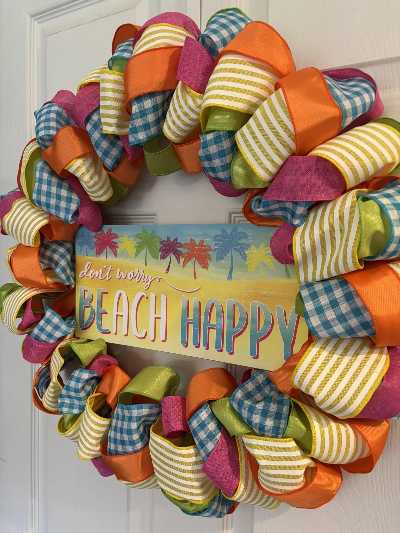 Don't Worry Beach Happy Ribbon Wreath Right Side.JPEG