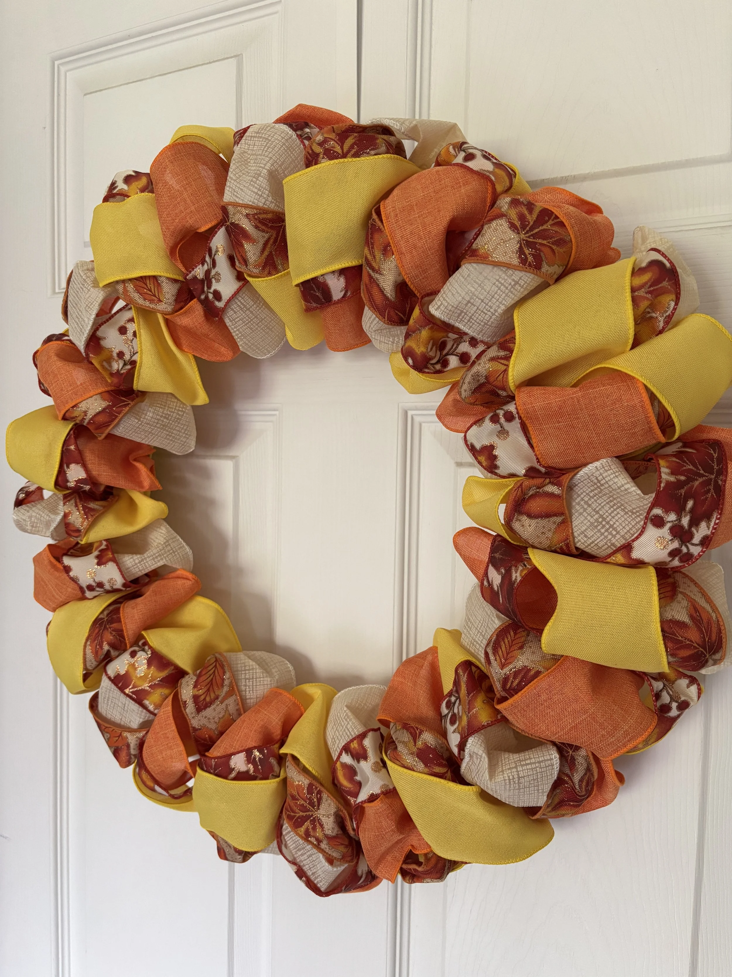 22 Inch Orange, Yellow, and Cream Fall Wreath Right Side.JPG