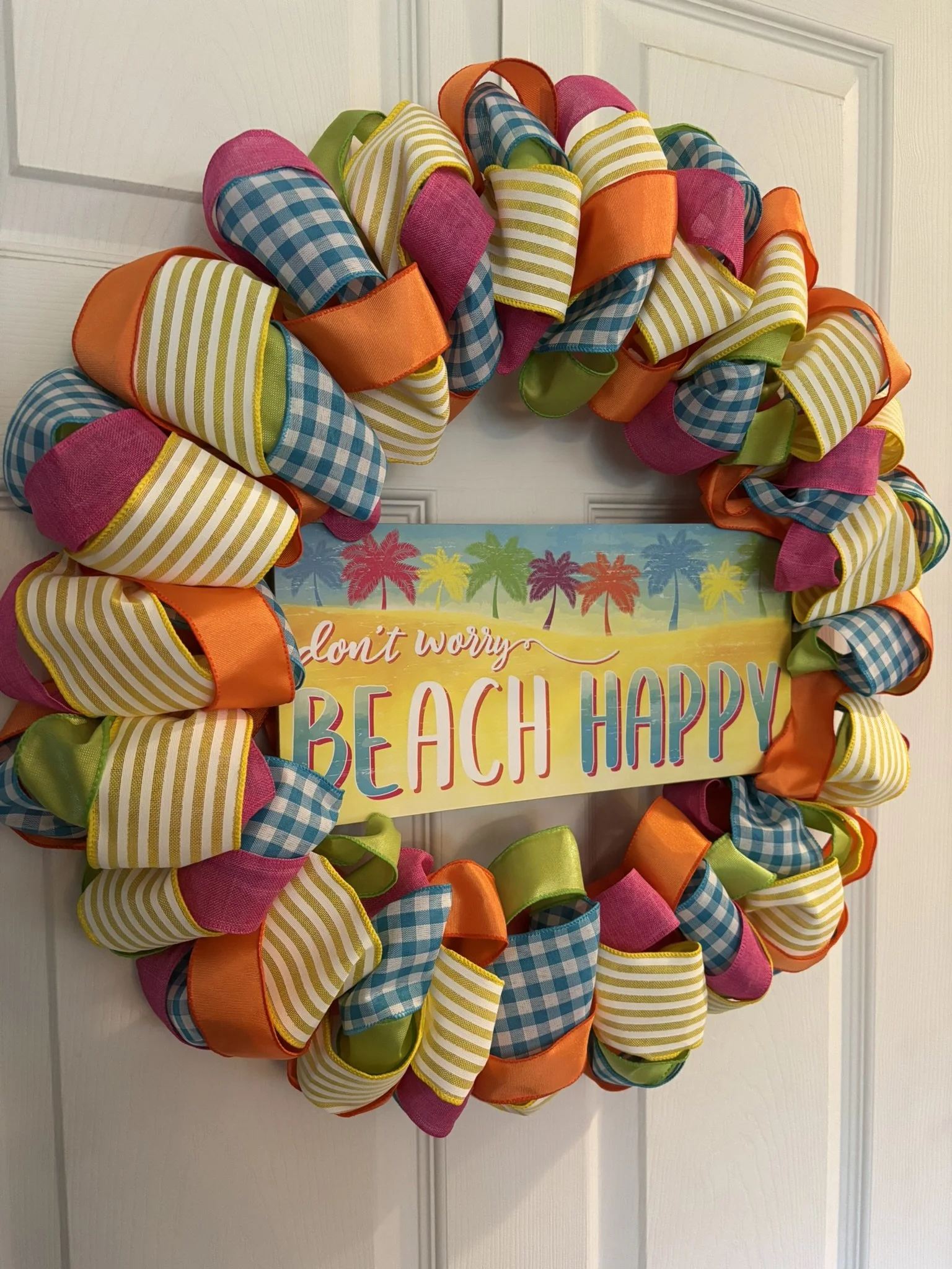 Don't Worry Beach Happy Ribbon Wreath Left Side.JPEG