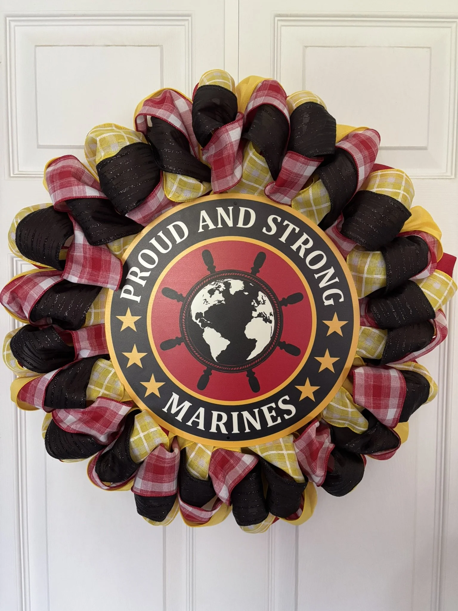Proud and Strong US Marines Ribbon Wreath