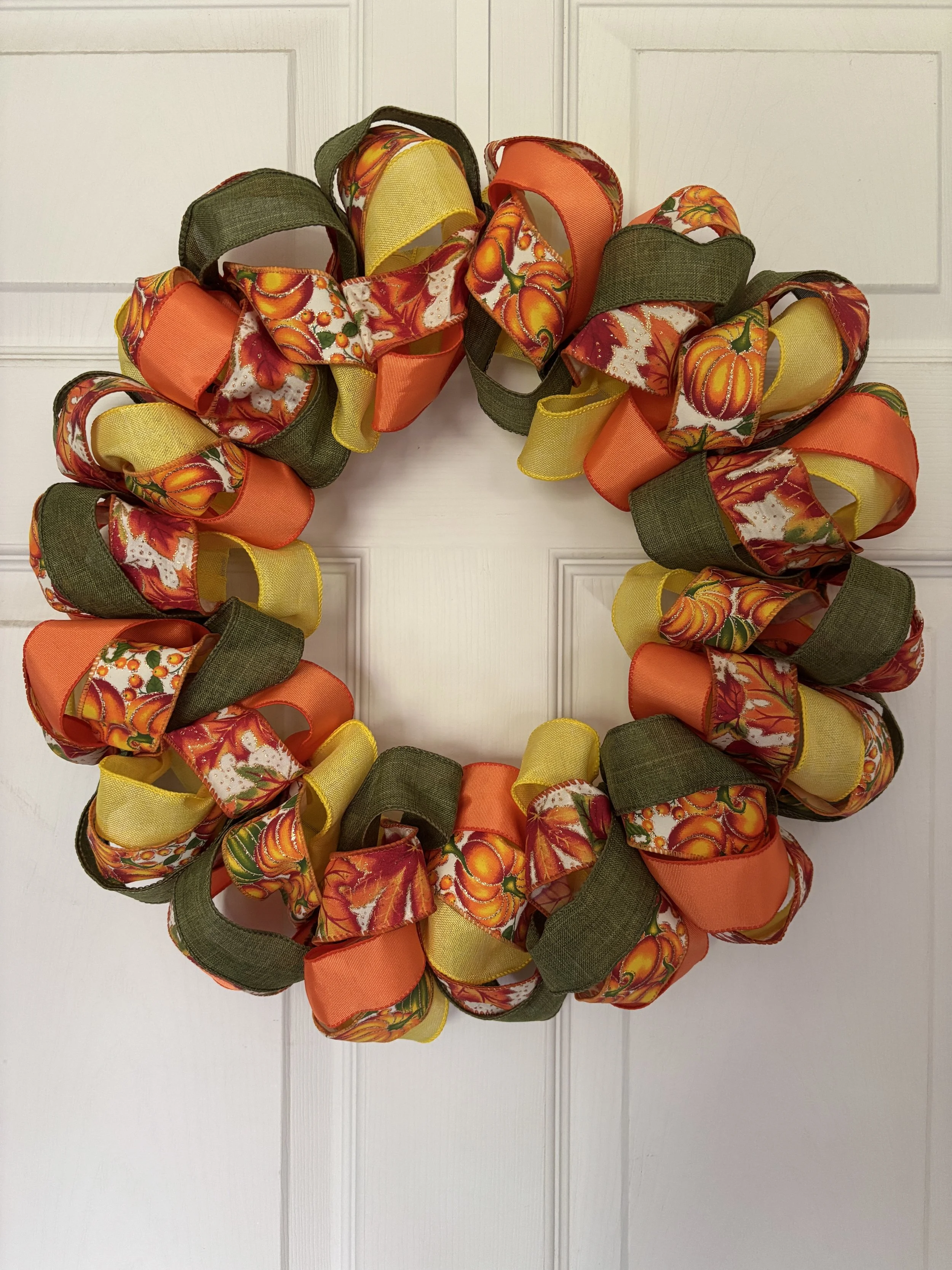 Autumn Harvest Ribbon Wreath - 18 Inch