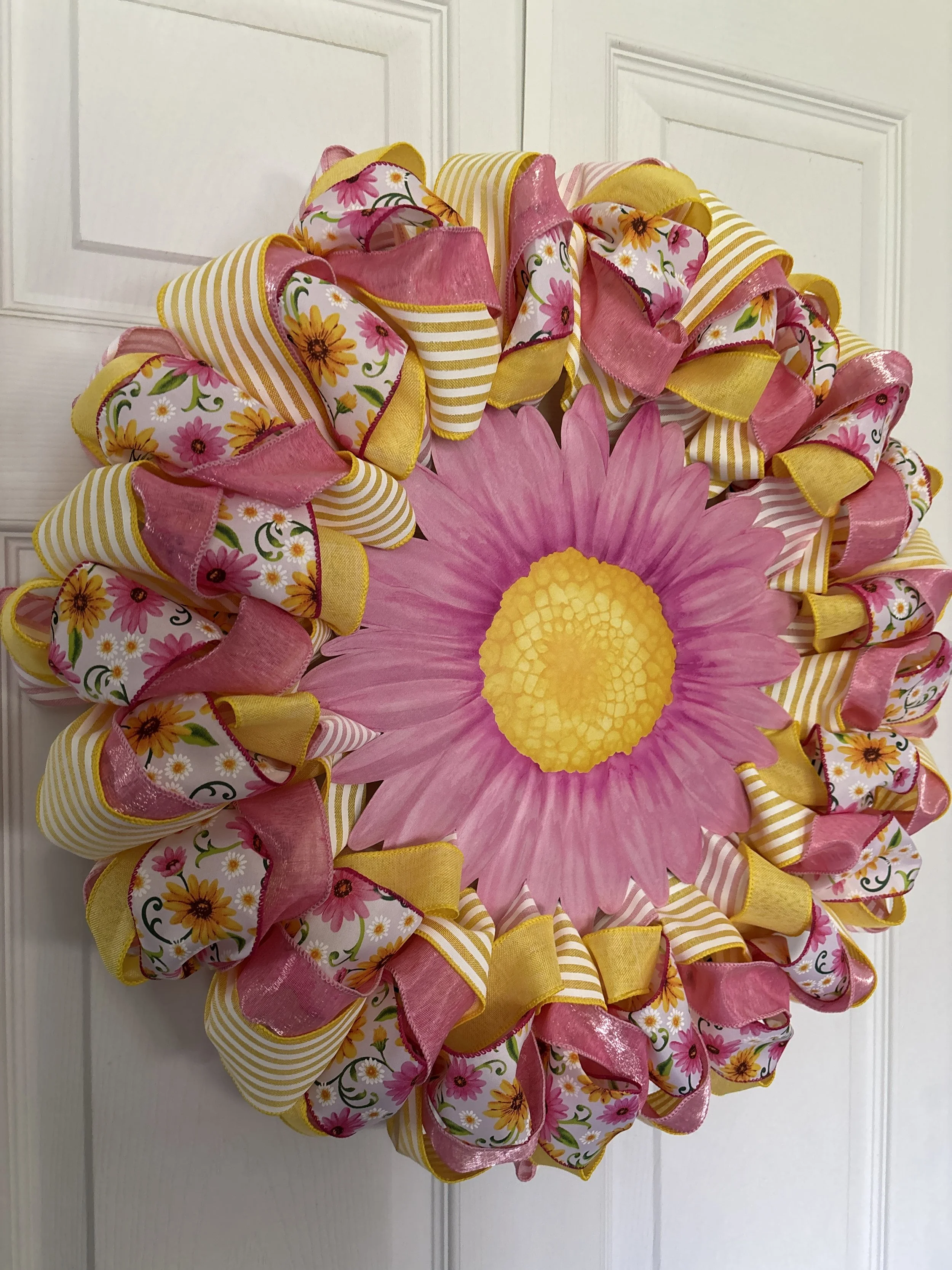 Pretty in Pink Floral Wreath Left Side.JPG