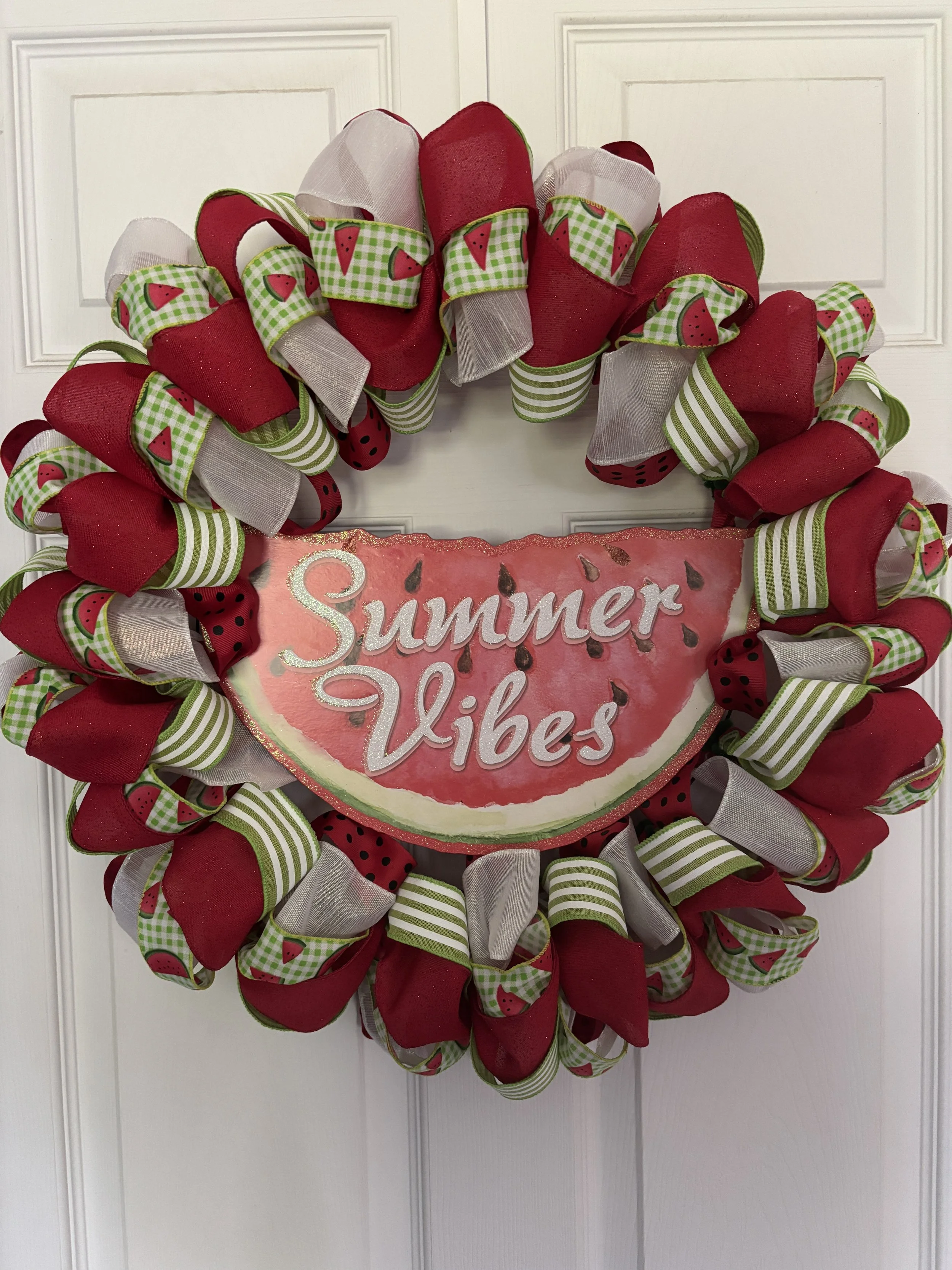 Summer Vibes Watermelon Ribbon Wreath Front.JPG