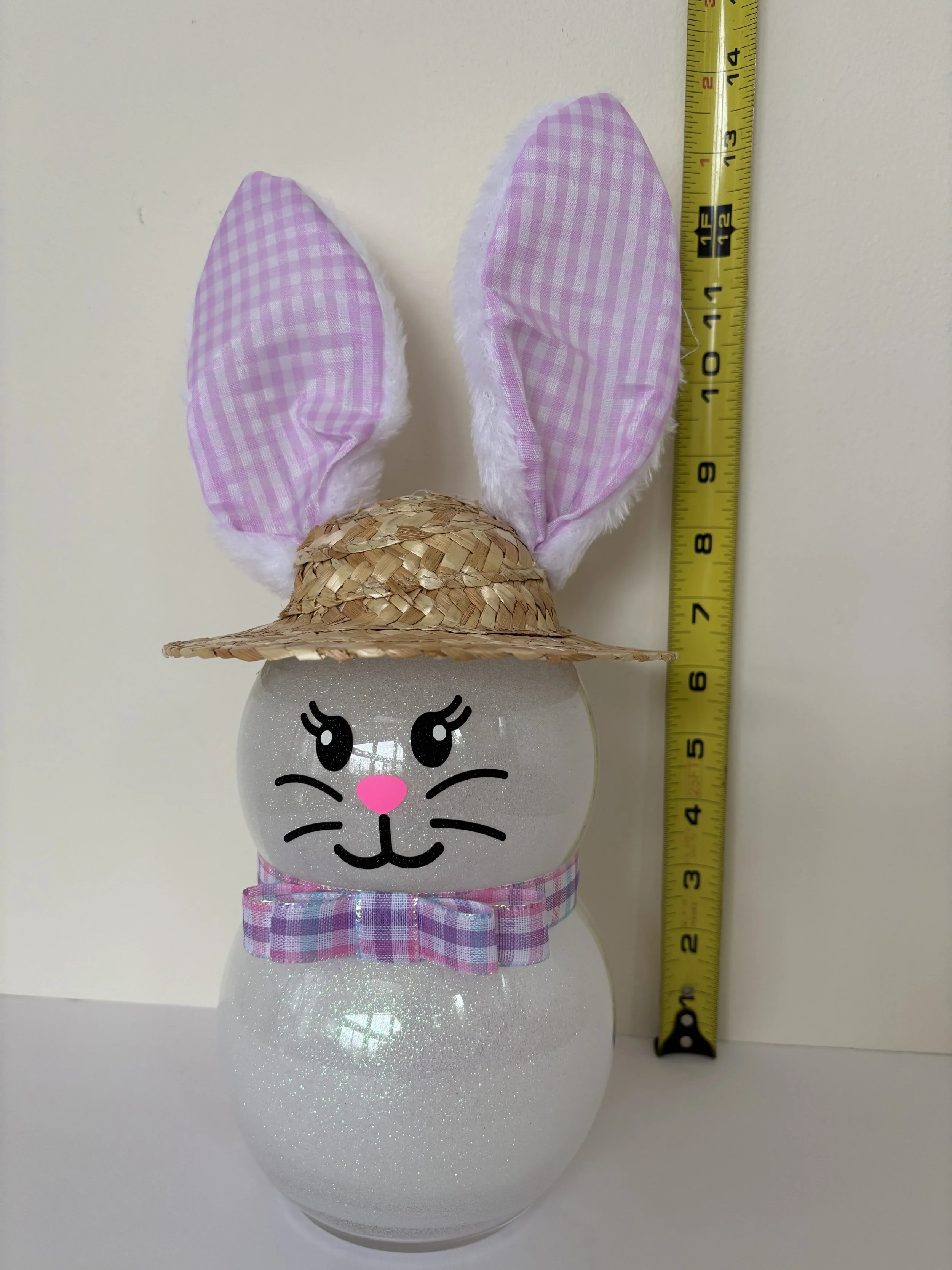 Easter Bunny Pink Gingham Ears with Ruler.JPG