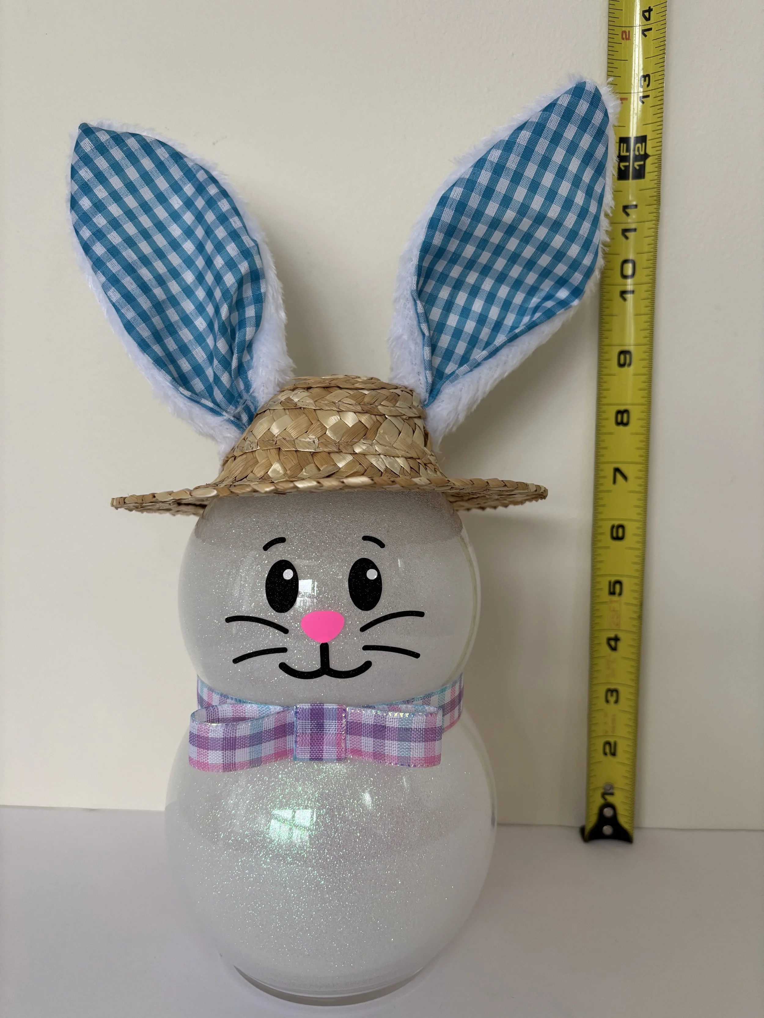 Easter Bunny Blue Gingham Ears with Ruler.JPG