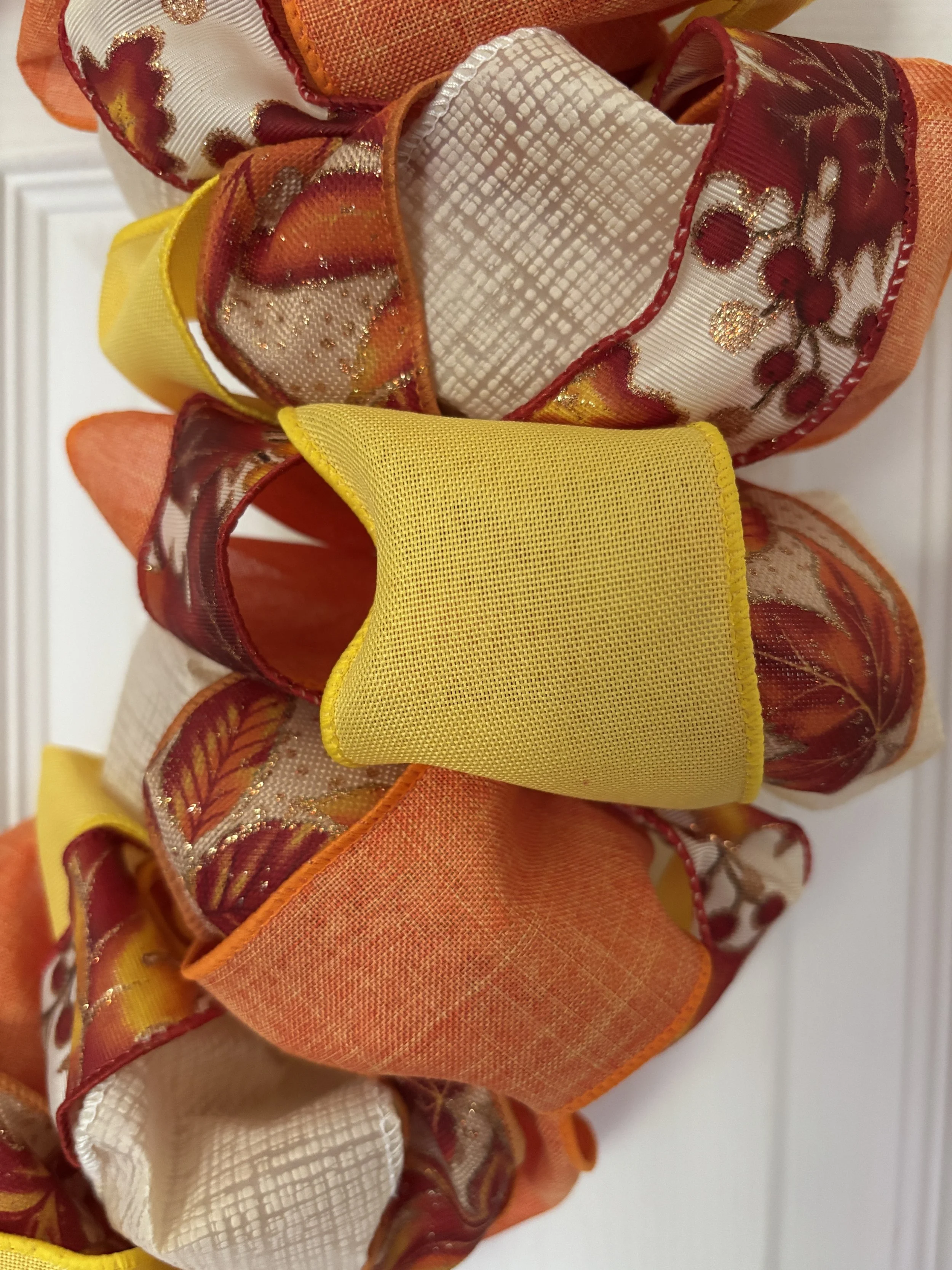 22 Inch Orange, Yellow, and Cream Fall Wreath Zoom View.JPG