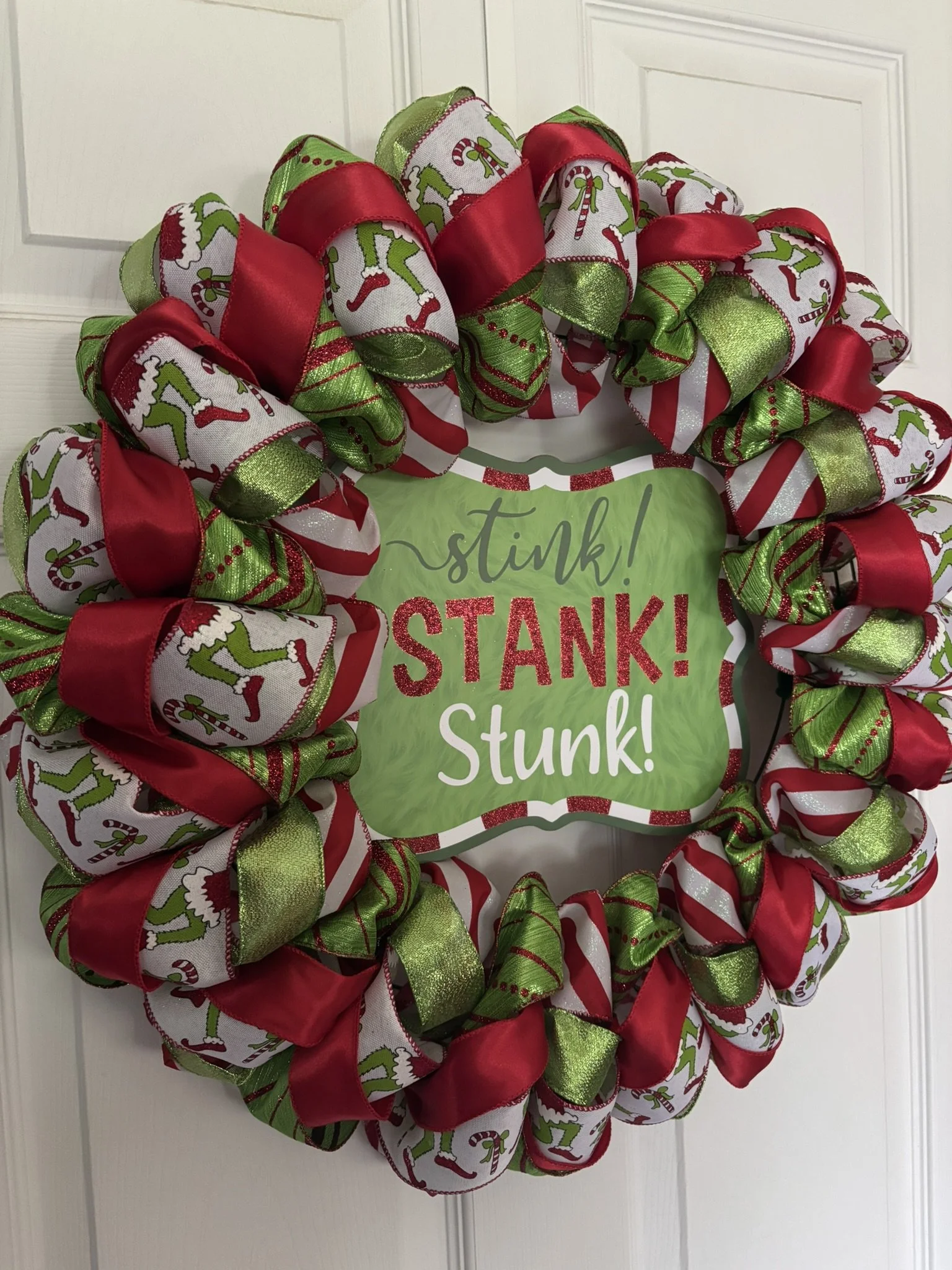 Stink Stank Stunk Green Monster Ribbon Wreath Left Side.JPEG