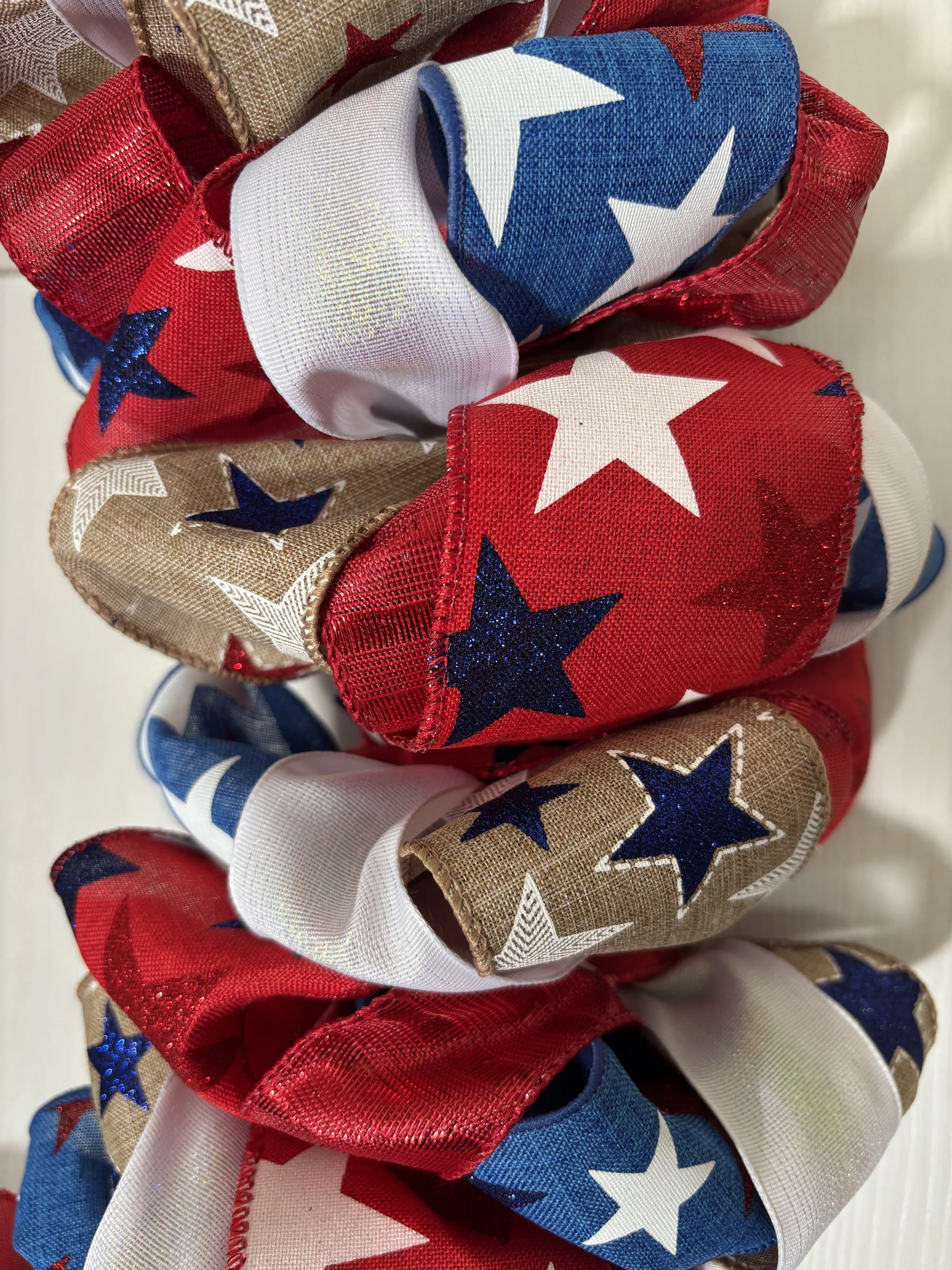 XL Red, White, Blue Burlap Patriotic Star Wreath Zoom View.JPG