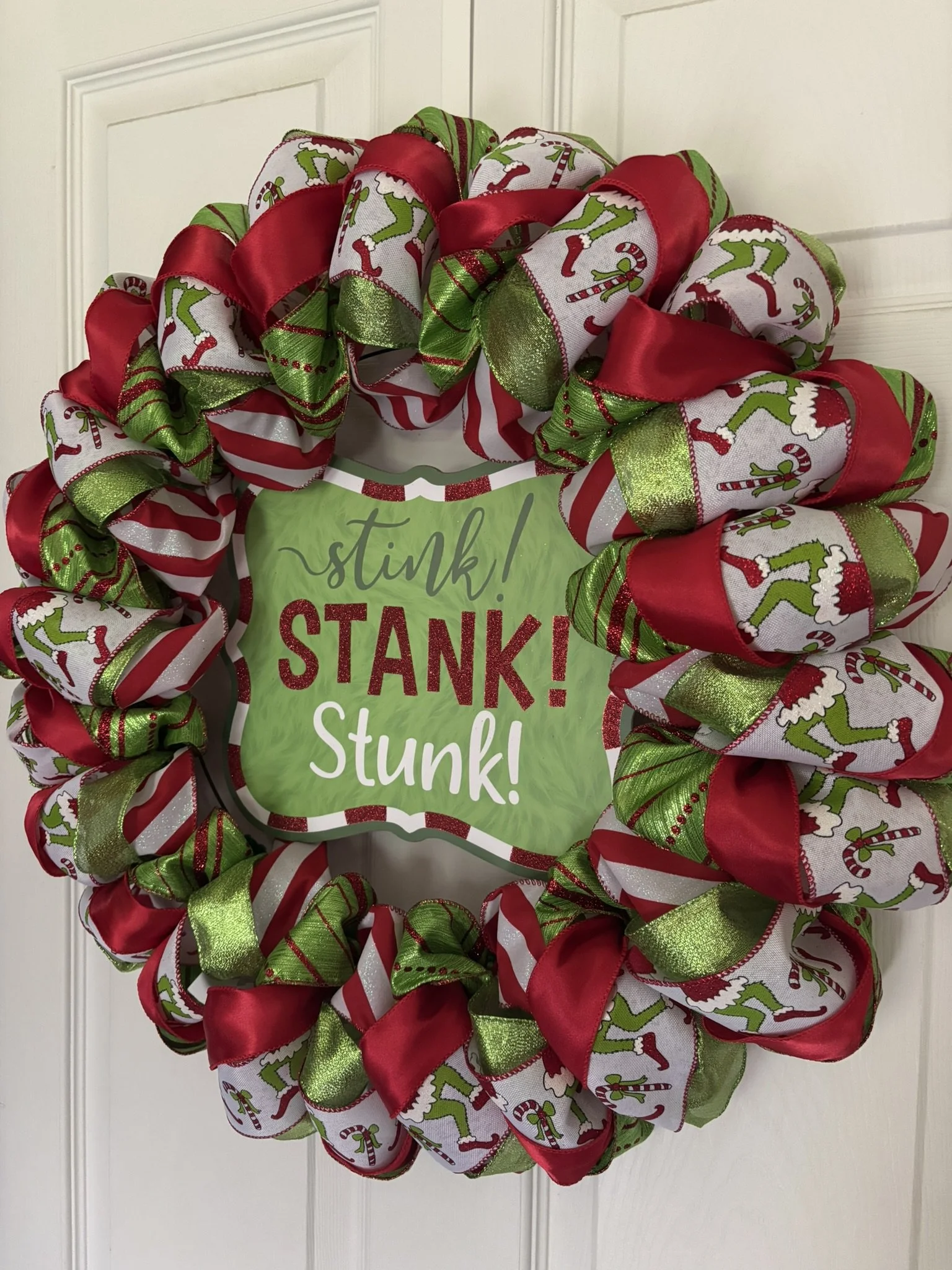 Stink Stank Stunk Green Monster Ribbon Wreath Right Side.JPEG