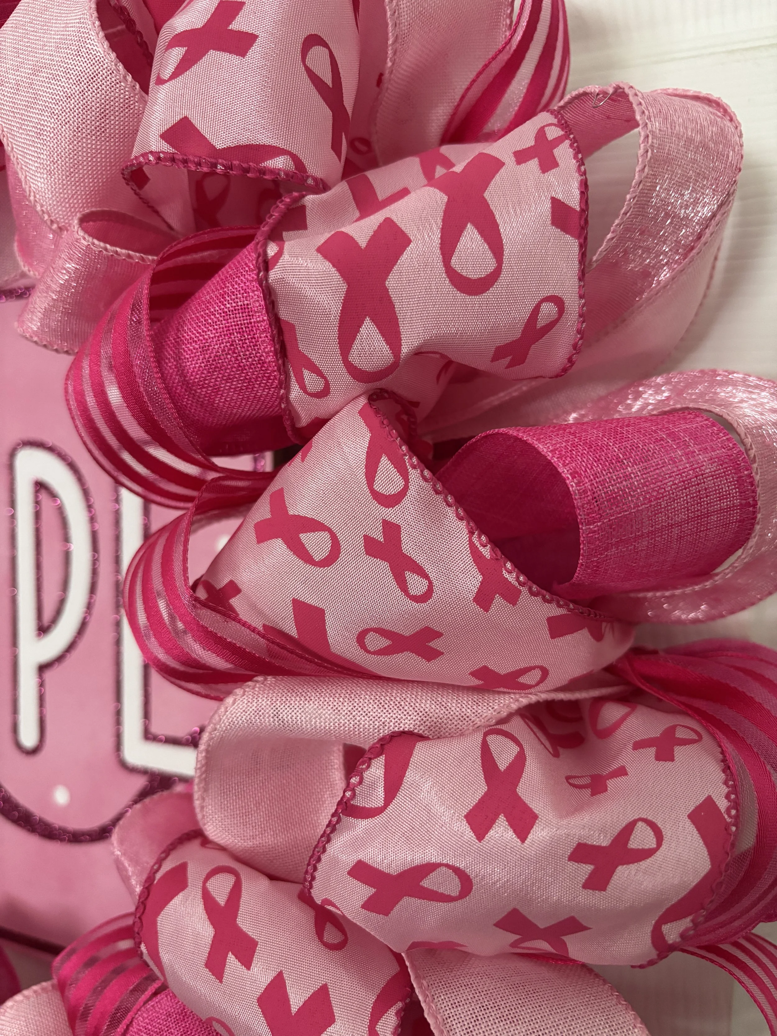 Pink Breast Cancer Hope Ribbon Wreath Zoom View.JPG