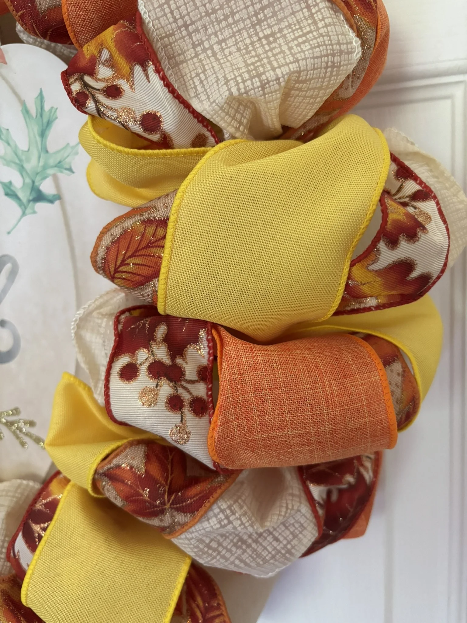Blessed - Orange, Yellow, and Cream Fall Wreath Zoom View.JPEG