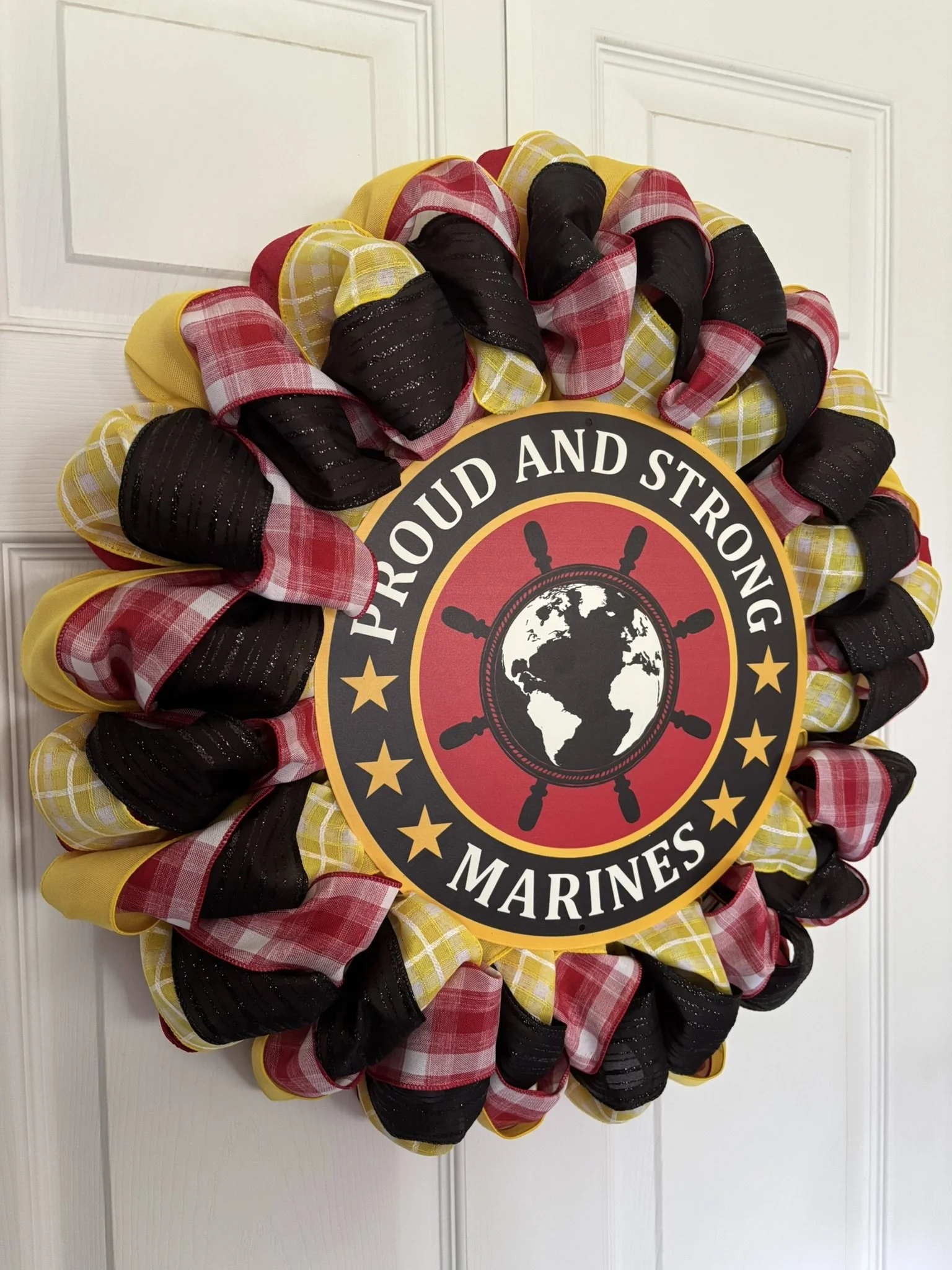Proud and Strong US Marines Ribbon Wreath Left Side.JPEG