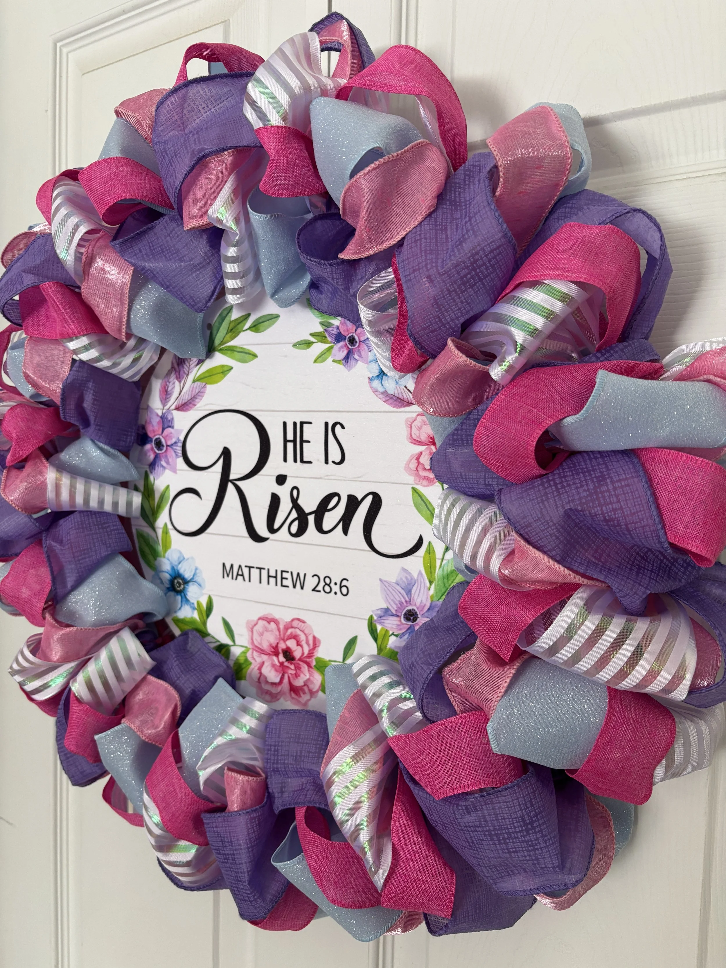 He is Risen Pink, Purple, Blue Wreath Right Side View.JPG