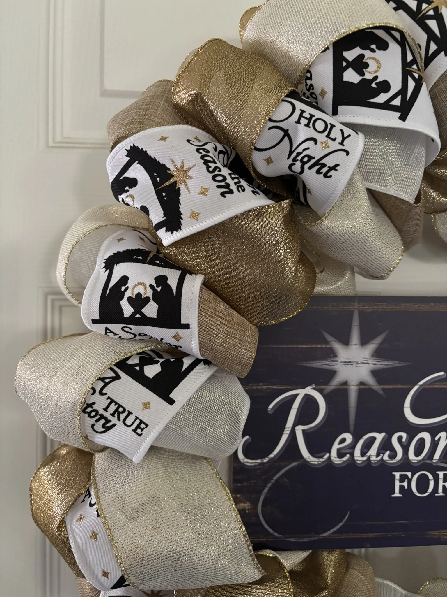 Jesus is the Reason for the Season Ribbon Wreath Zoom View.JPEG