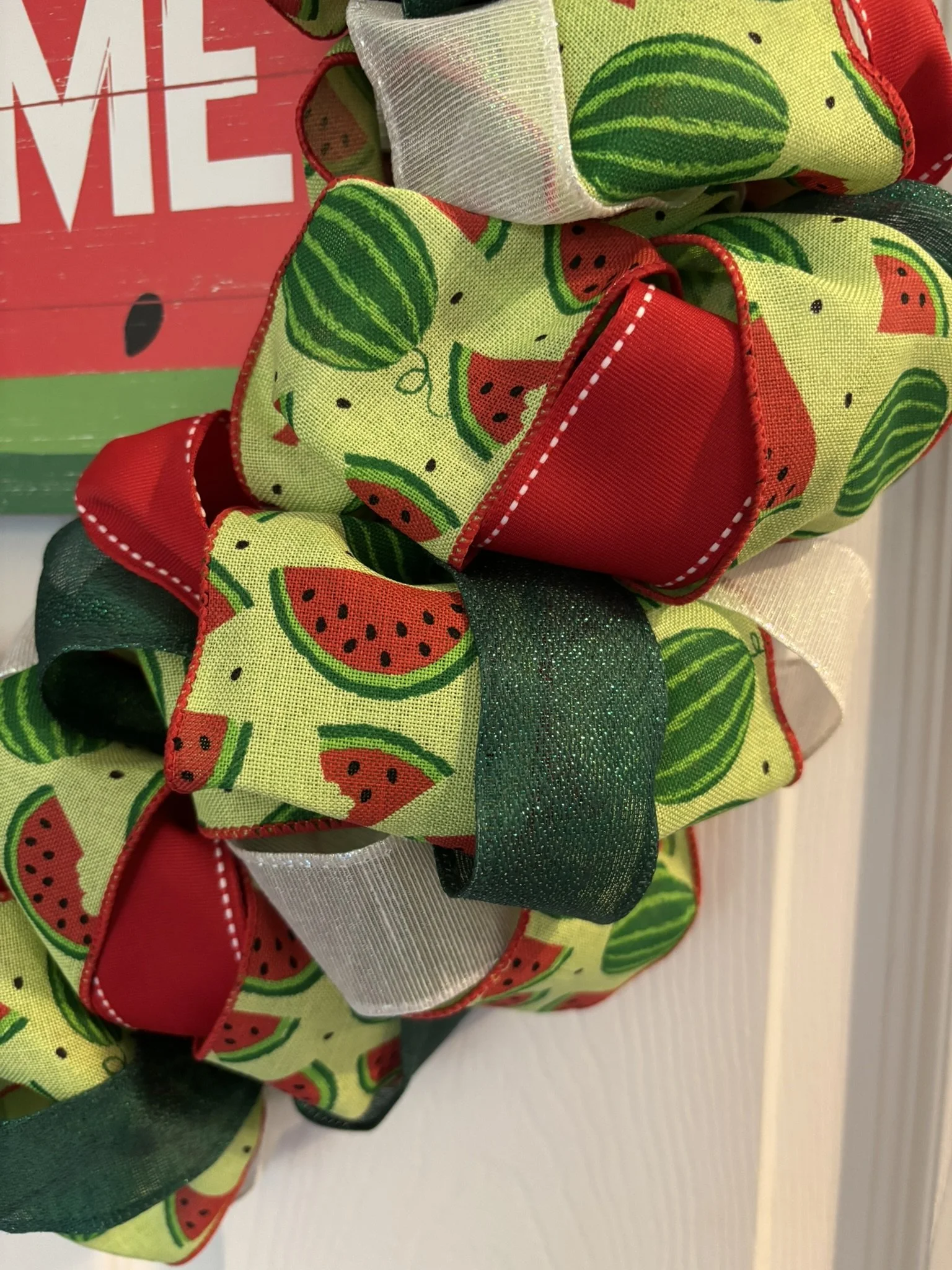 Watermelon Welcome Ribbon Wreath Zoom View.JPEG