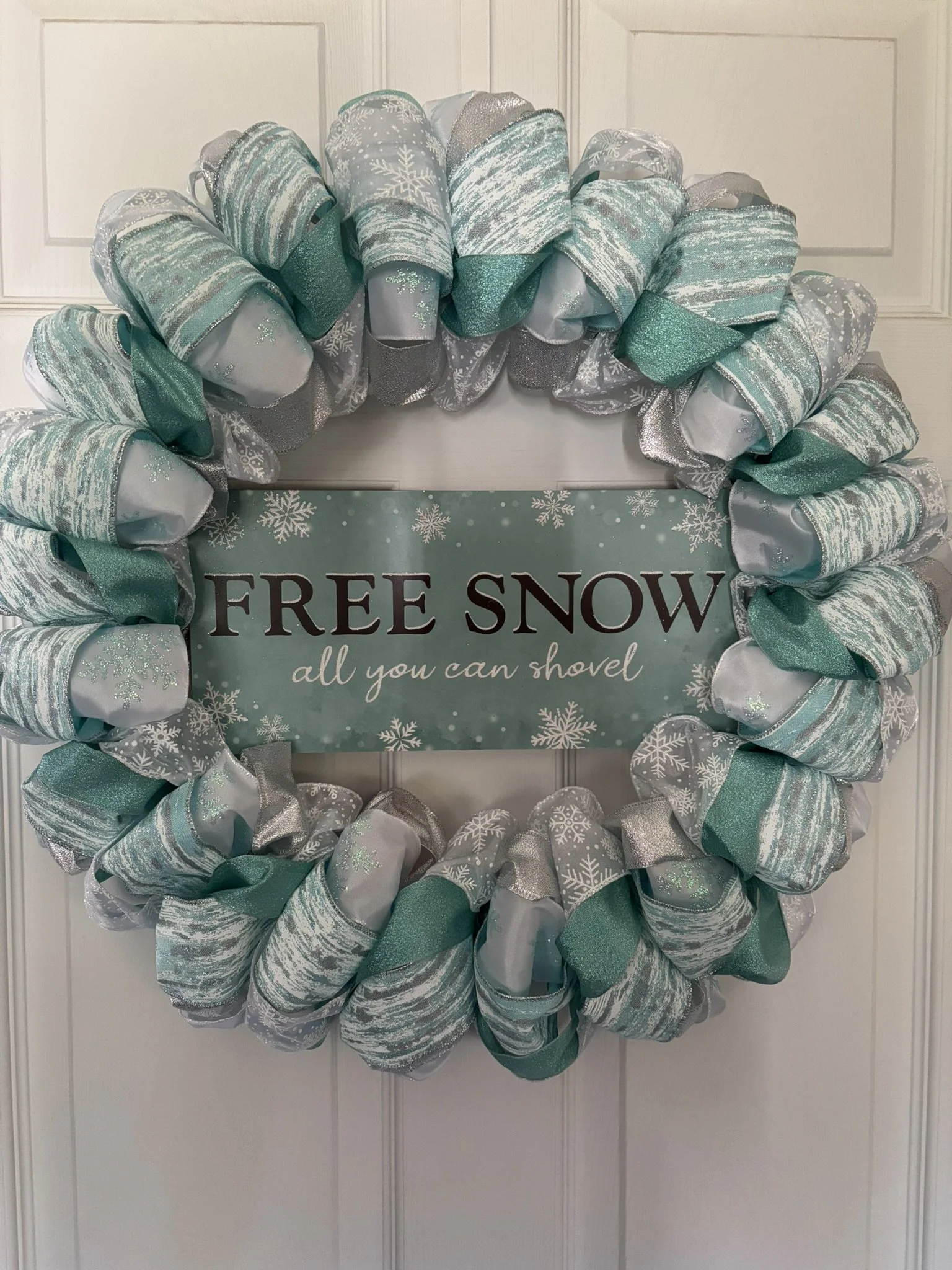 Free Snow All You Can Shovel Winter Ribbon Wreath Front.JPEG