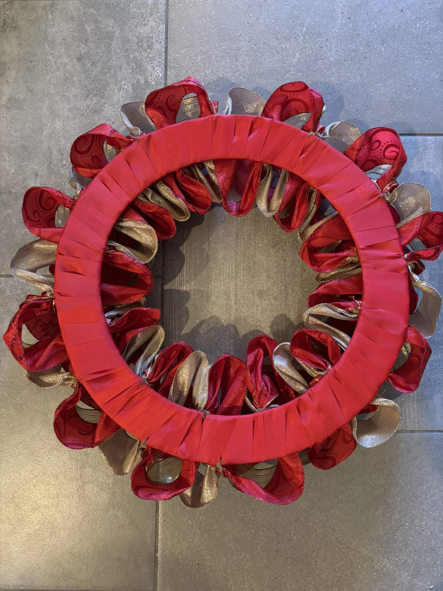Shimmering Red and Gold Poinsettia Ribbon Wreath Back.JPEG