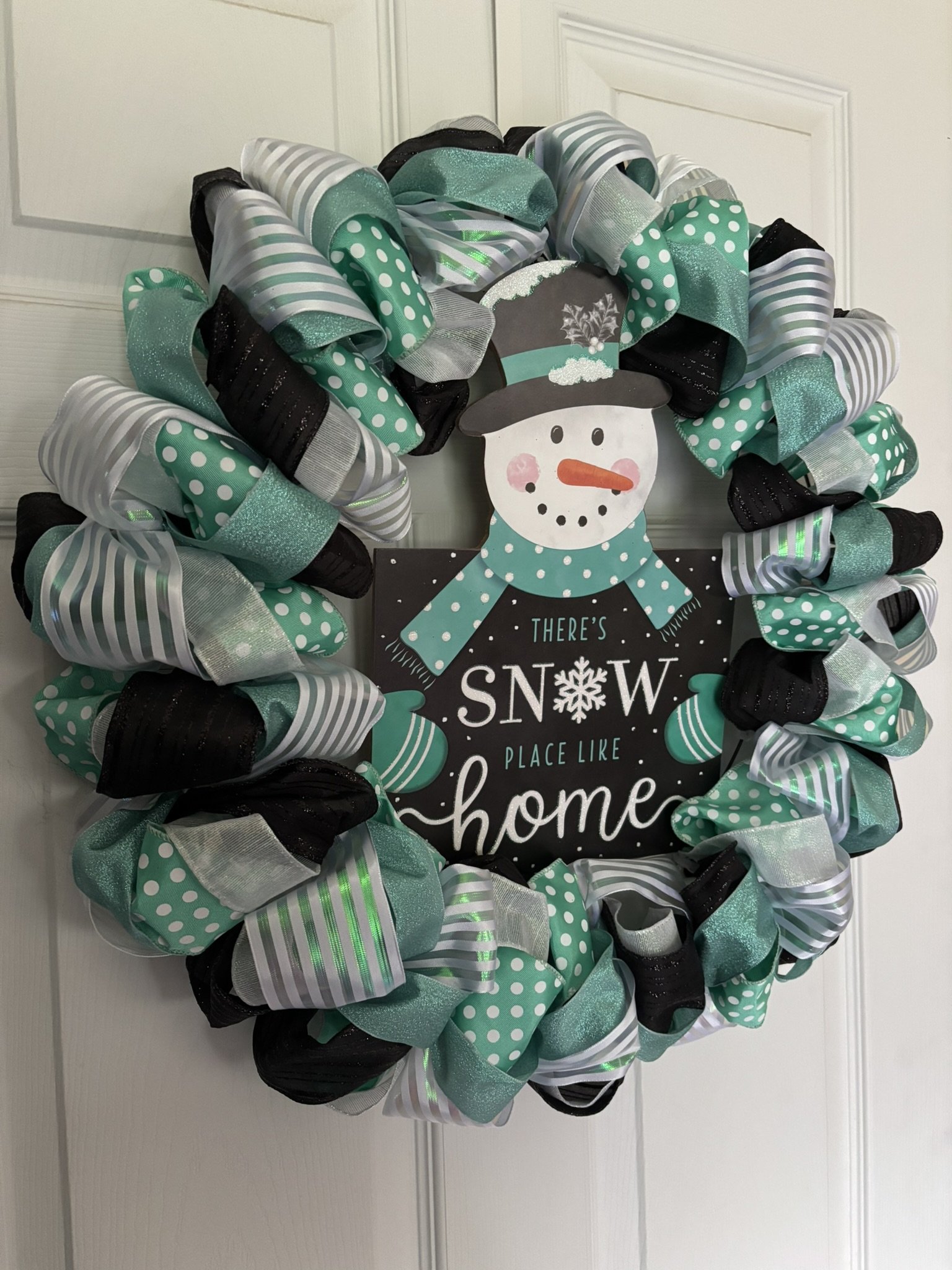 There's Snow Place Like Home Ribbon Wreath Left Side.JPEG