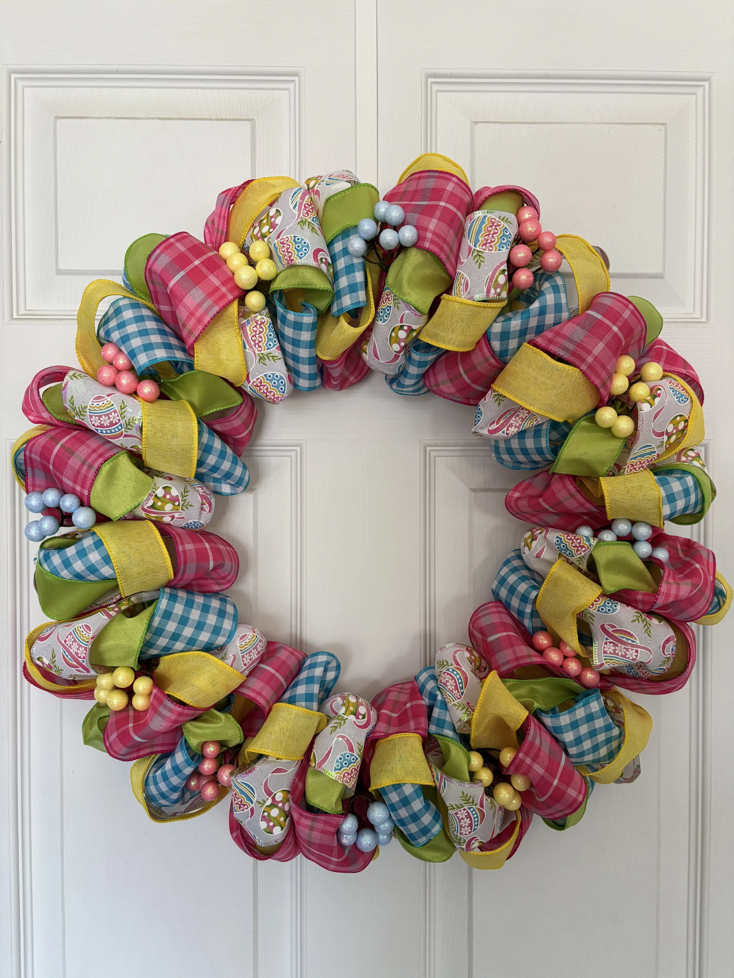 Vibrant Multicolor Easter Ribbon Wreath