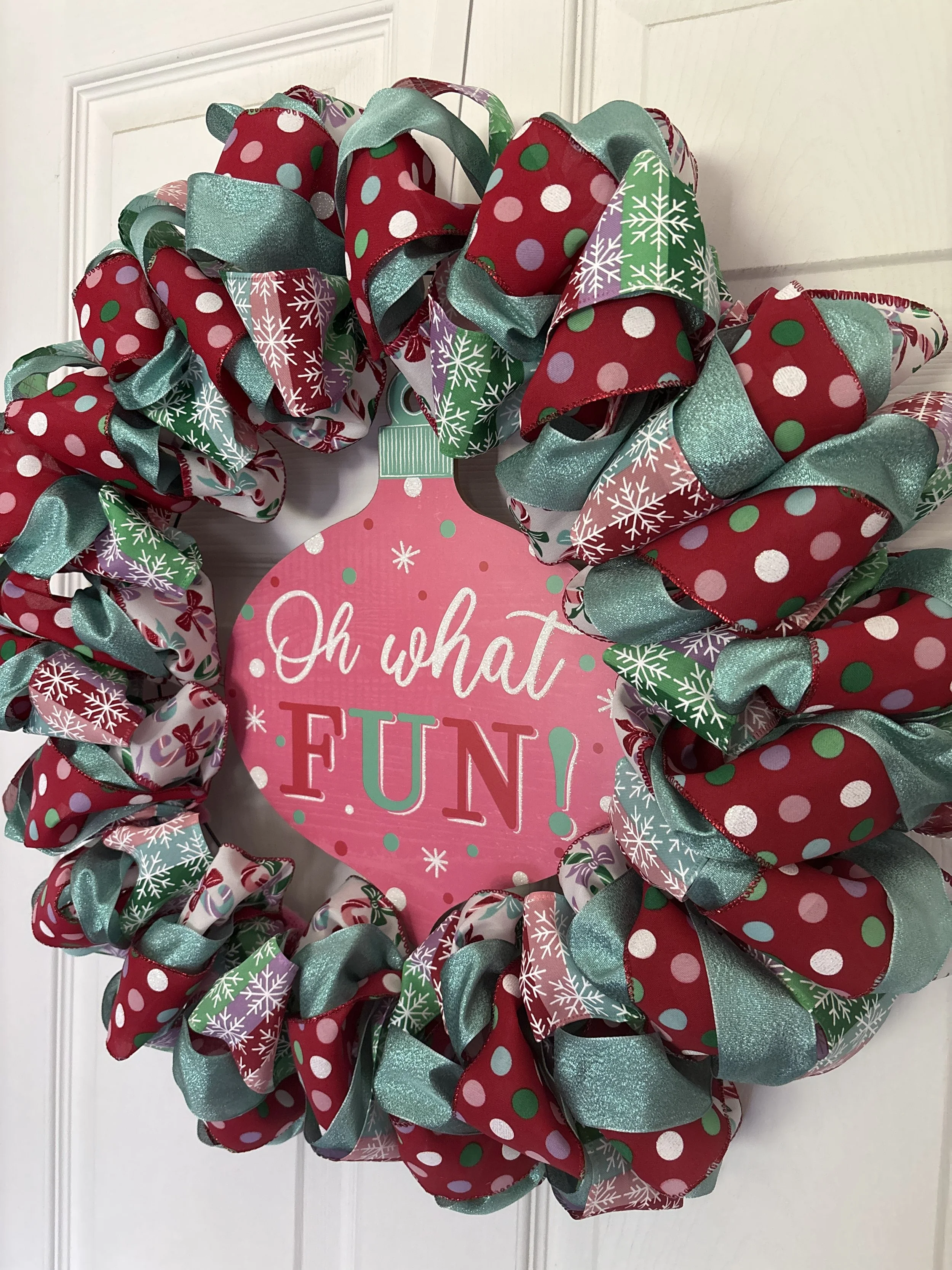 Oh What Fun Christmas Ribbon Wreath Right Side.JPG