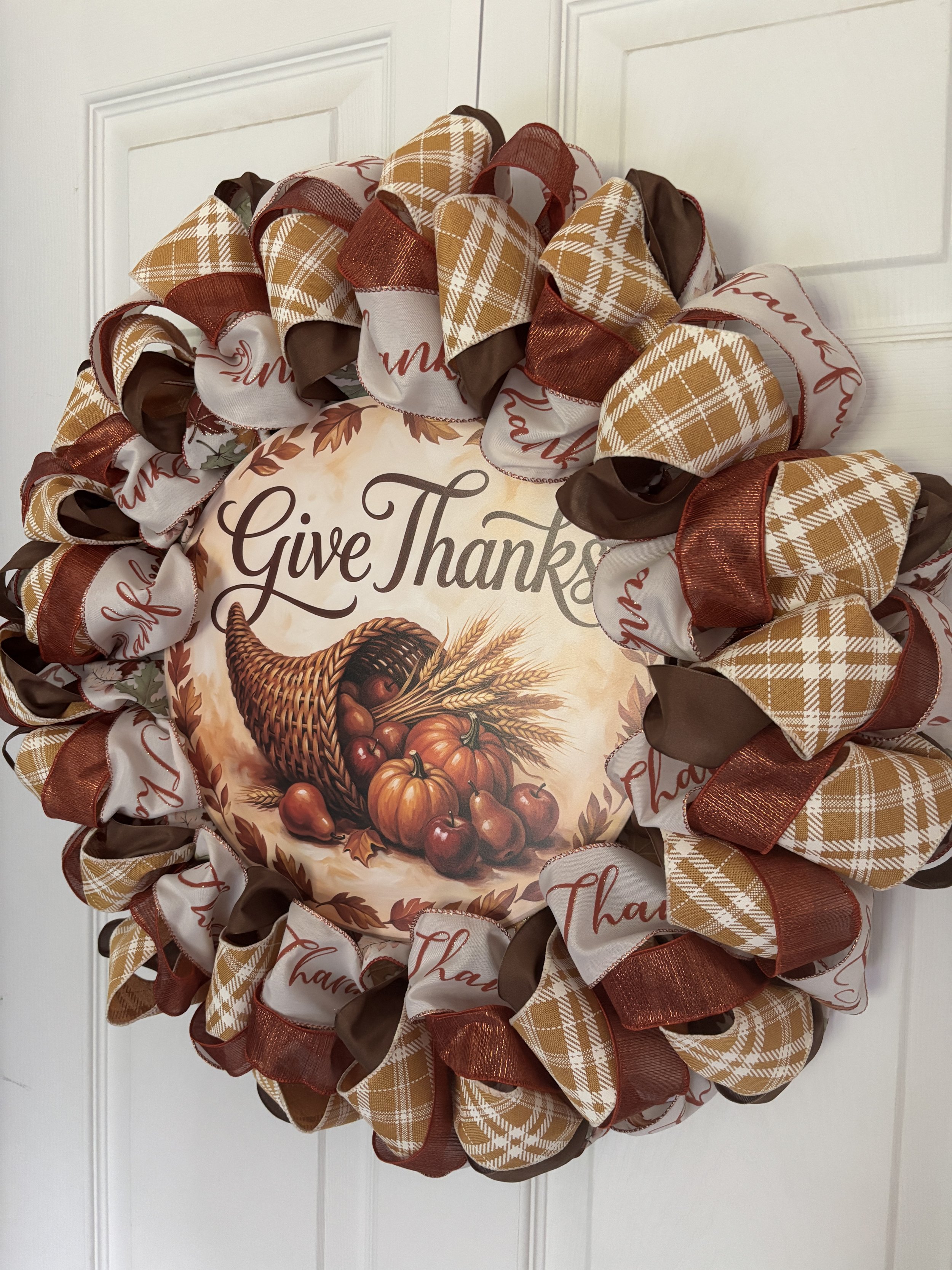 Give Thanks Cornucopia Ribbon Wreath Right Side.JPG