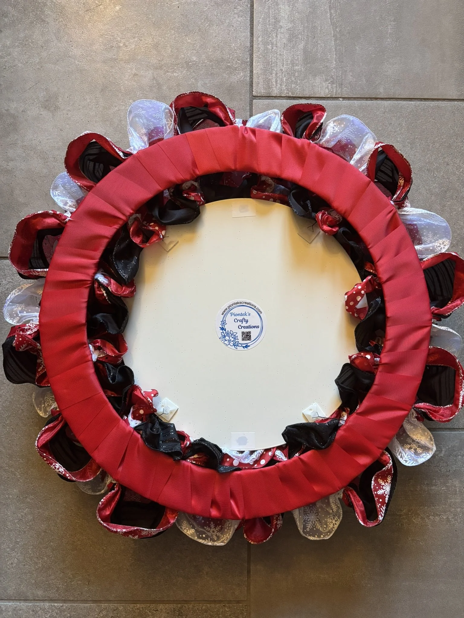 Let It Snow Red, White, and Black Ribbon Wreath Back.JPEG
