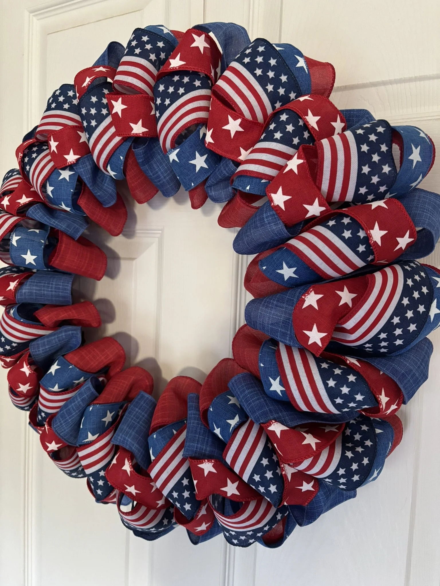 Red White and Blue Stars Ribbon Wreath Right Side.JPEG