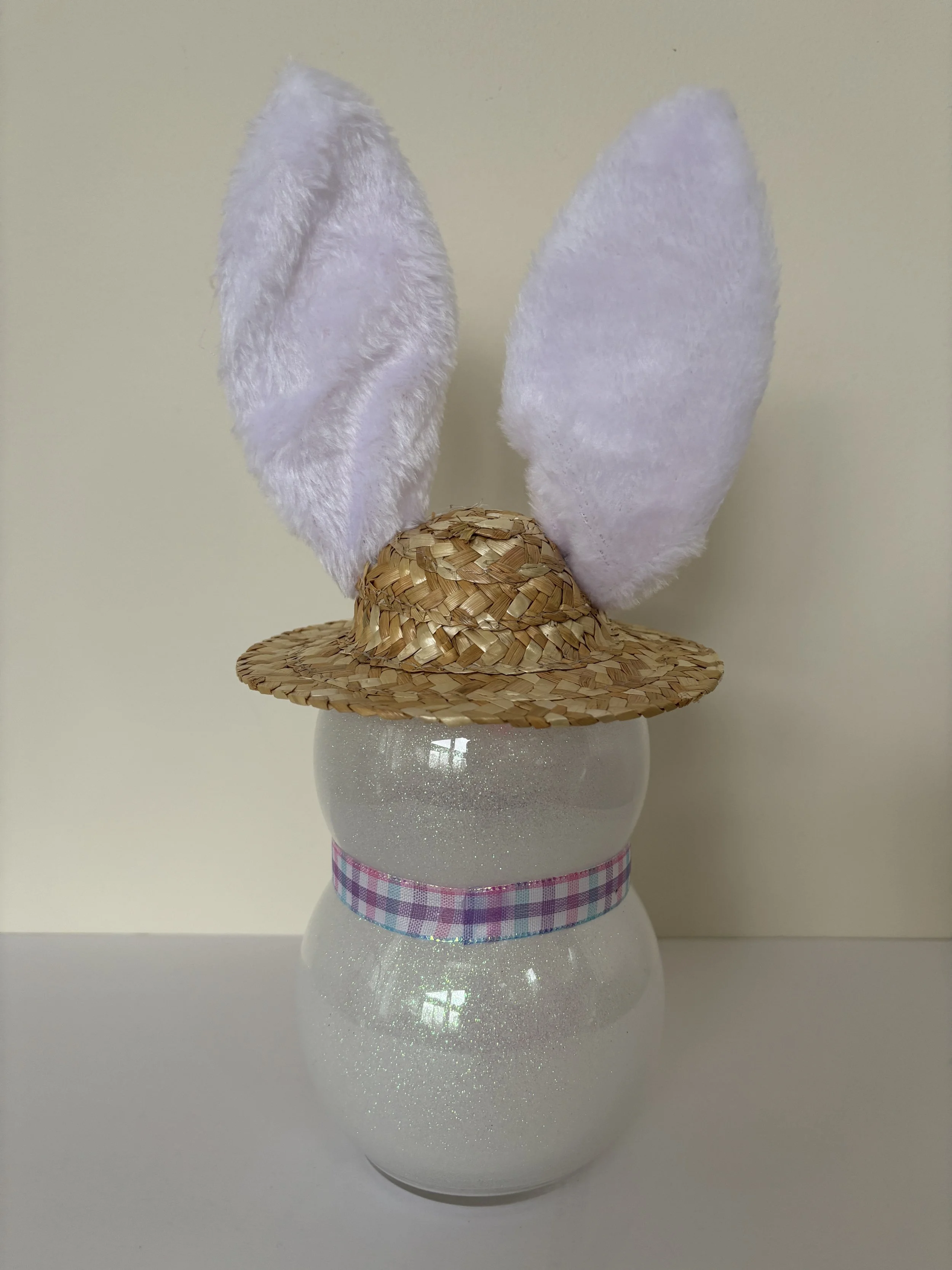 Easter Bunny Pink Gingham Ears Back.JPG