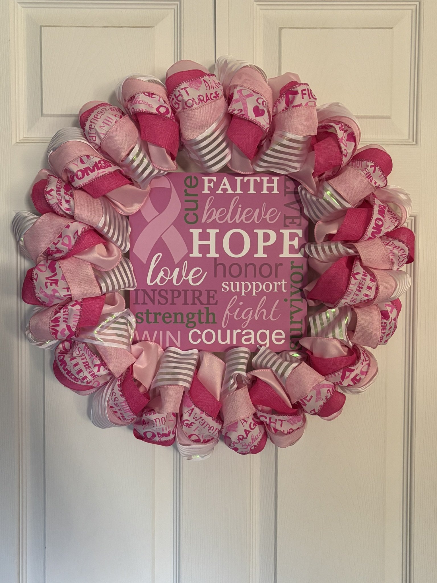 Breast Cancer Support Ribbon Wreath