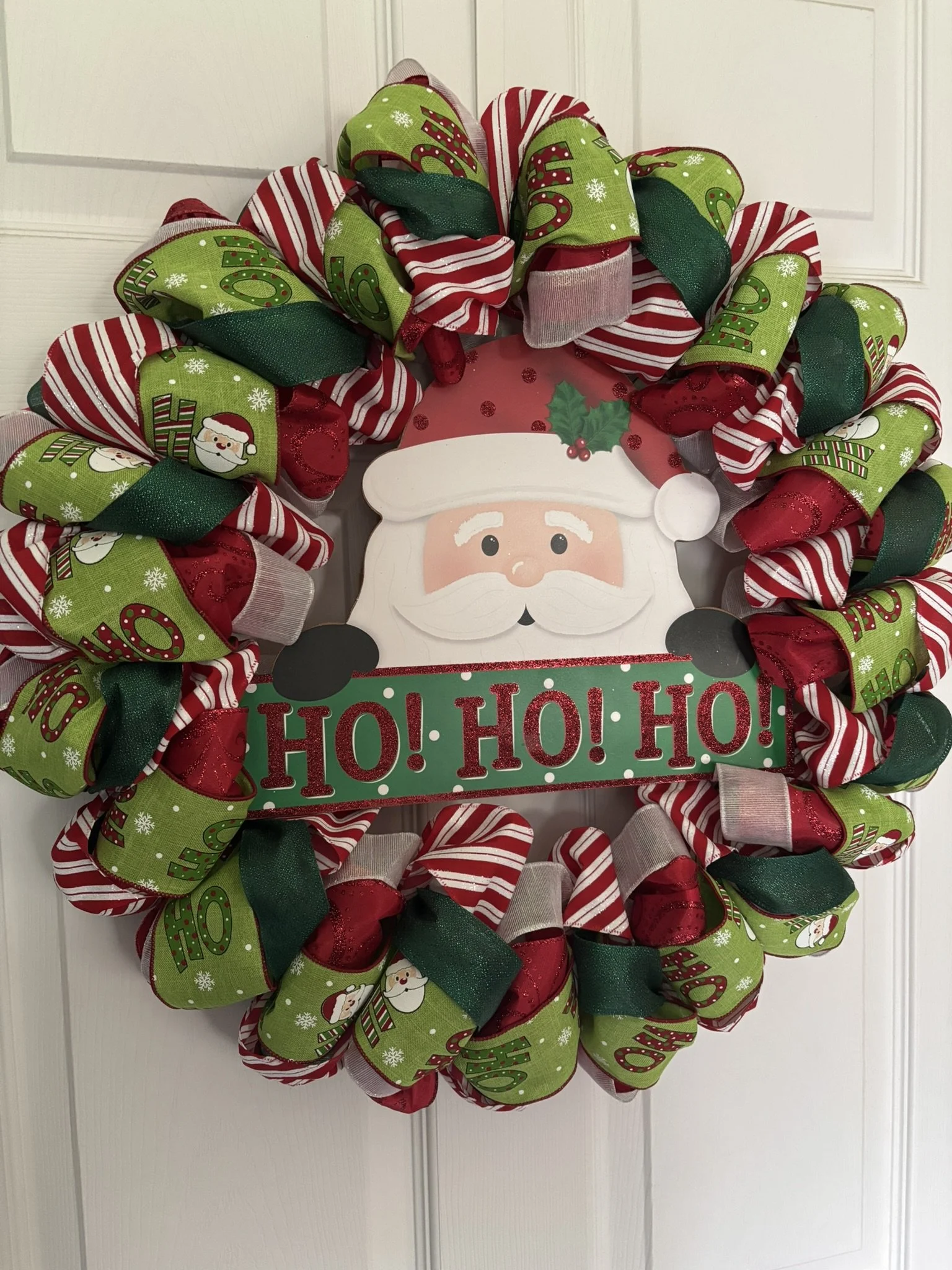 Ho Ho Ho Santa Ribbon Wreath Left Side.JPEG