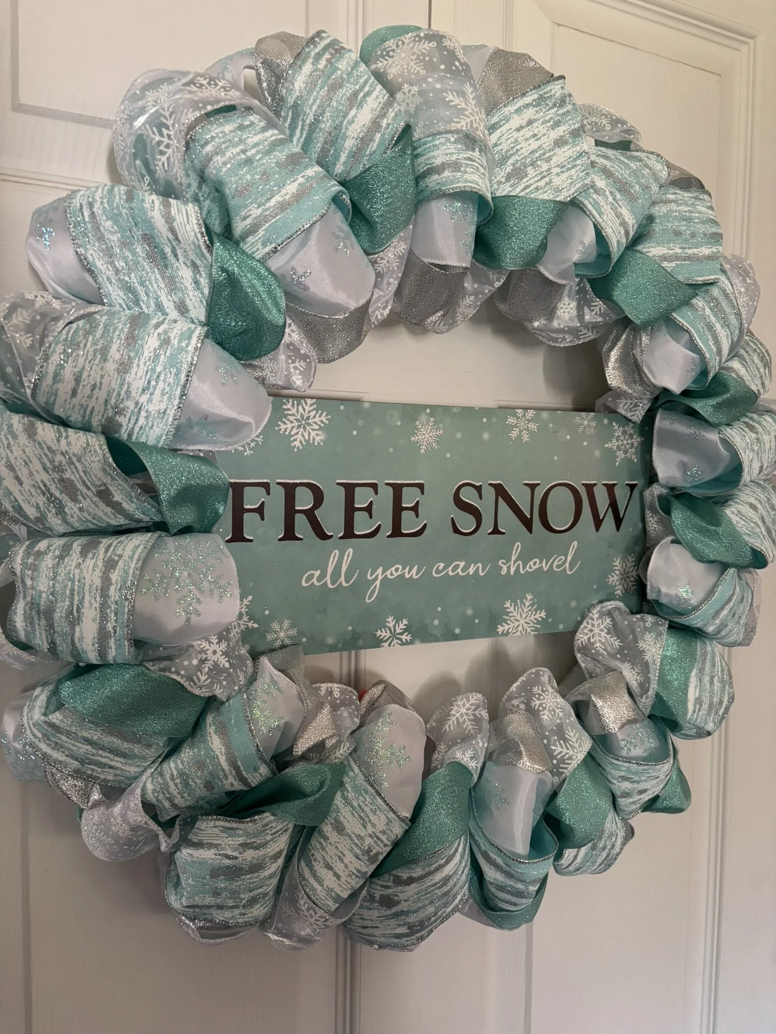 Free Snow All You Can Shovel Winter Ribbon Wreath Left Side.JPEG