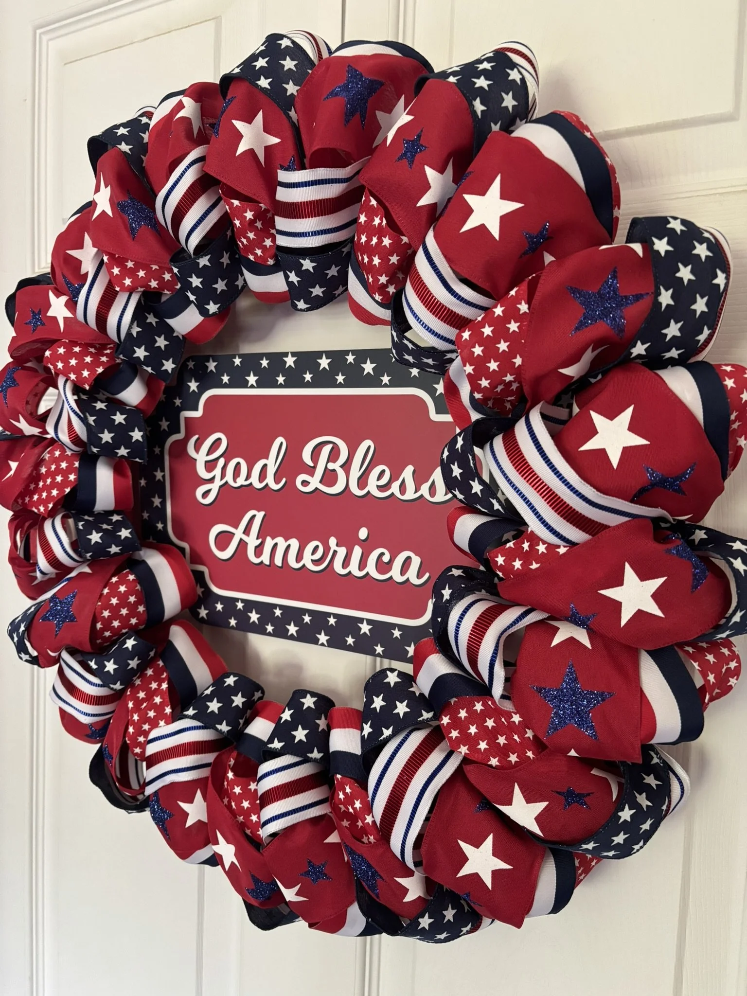 God Bless America Stars and Stripes Ribbon Wreath Right Side.JPEG