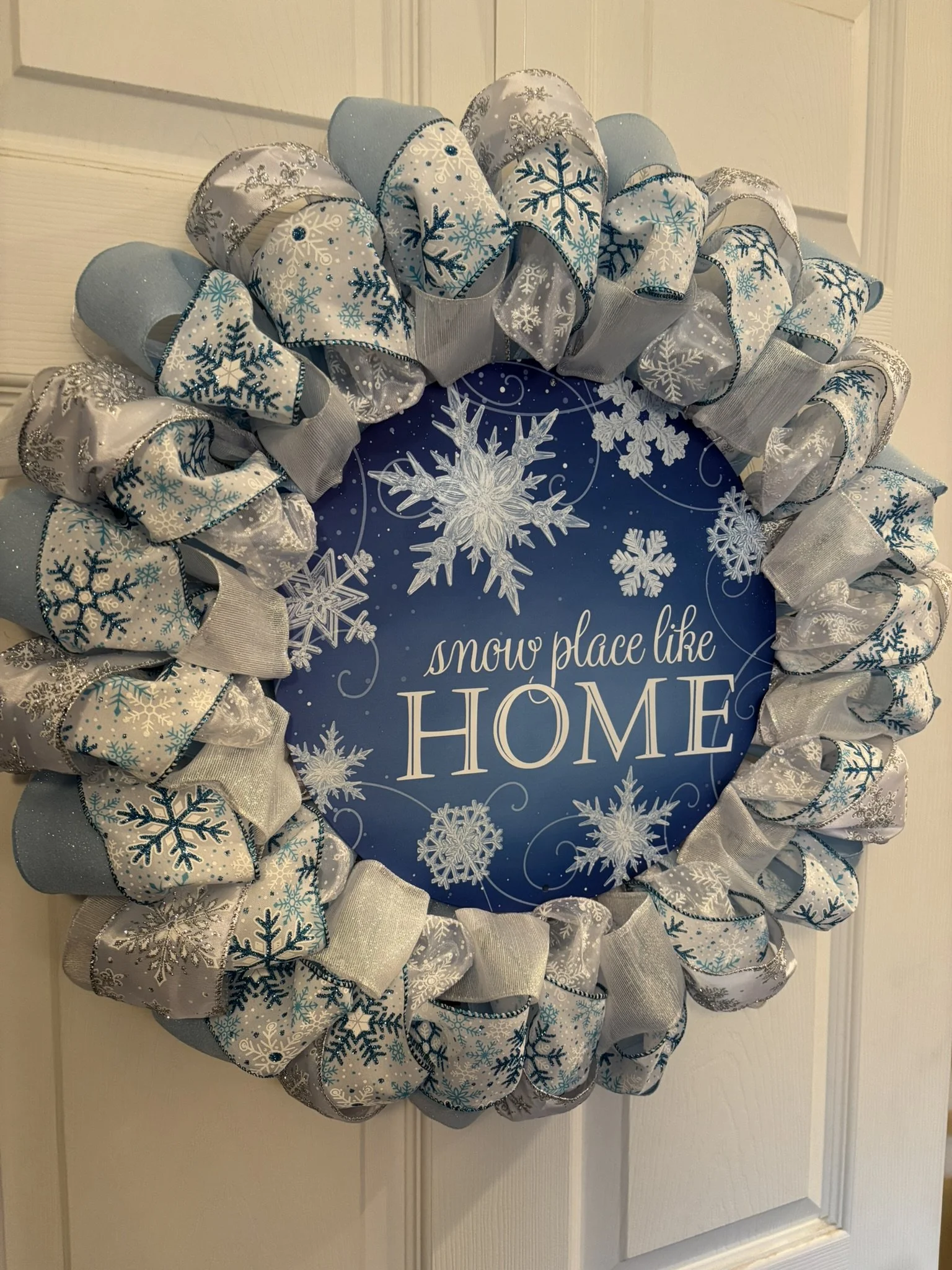 Snow Place Like Home Ribbon Wreath Left Side.JPEG