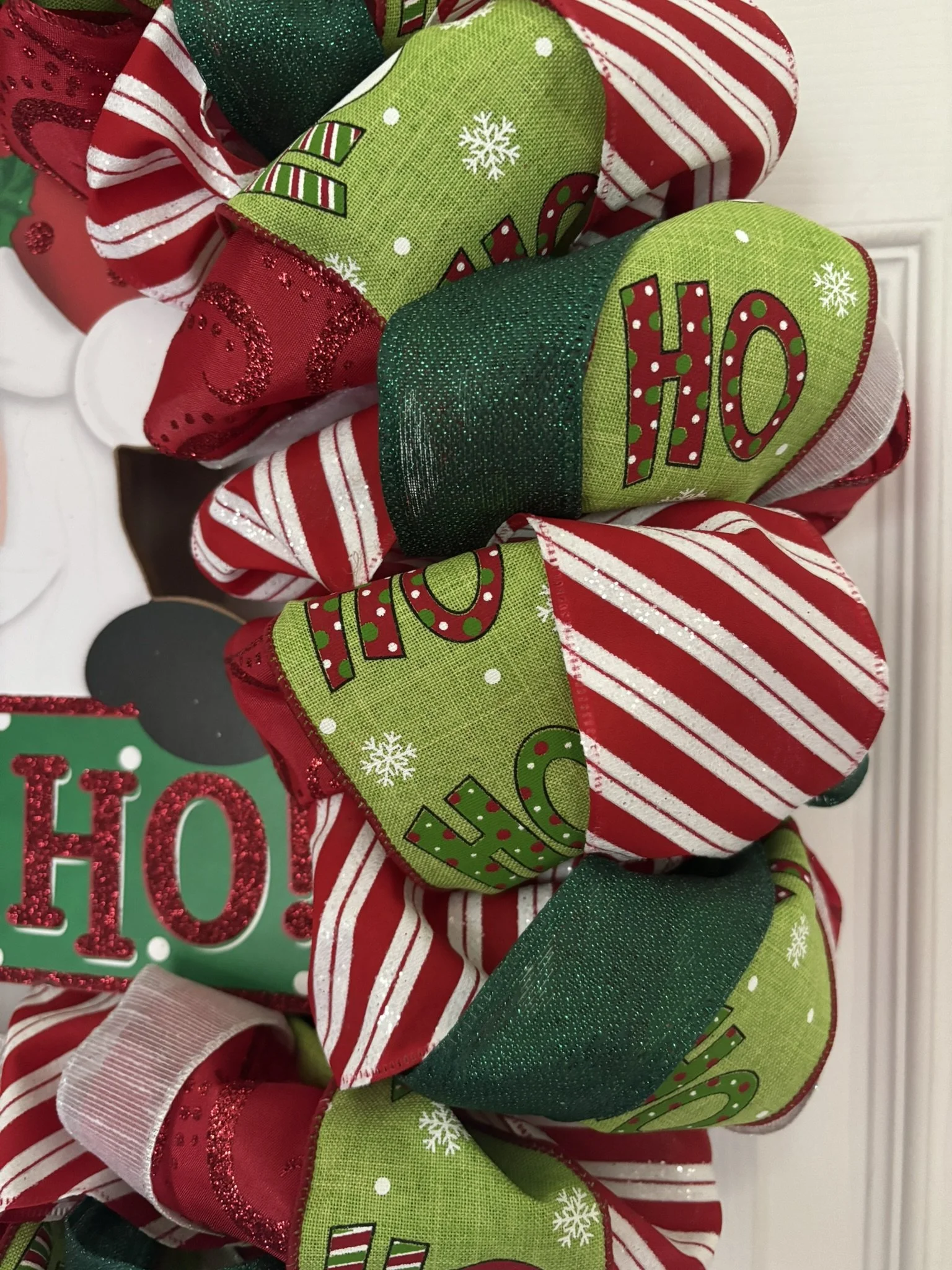 Ho Ho Ho Santa Ribbon Wreath Zoom View.JPEG