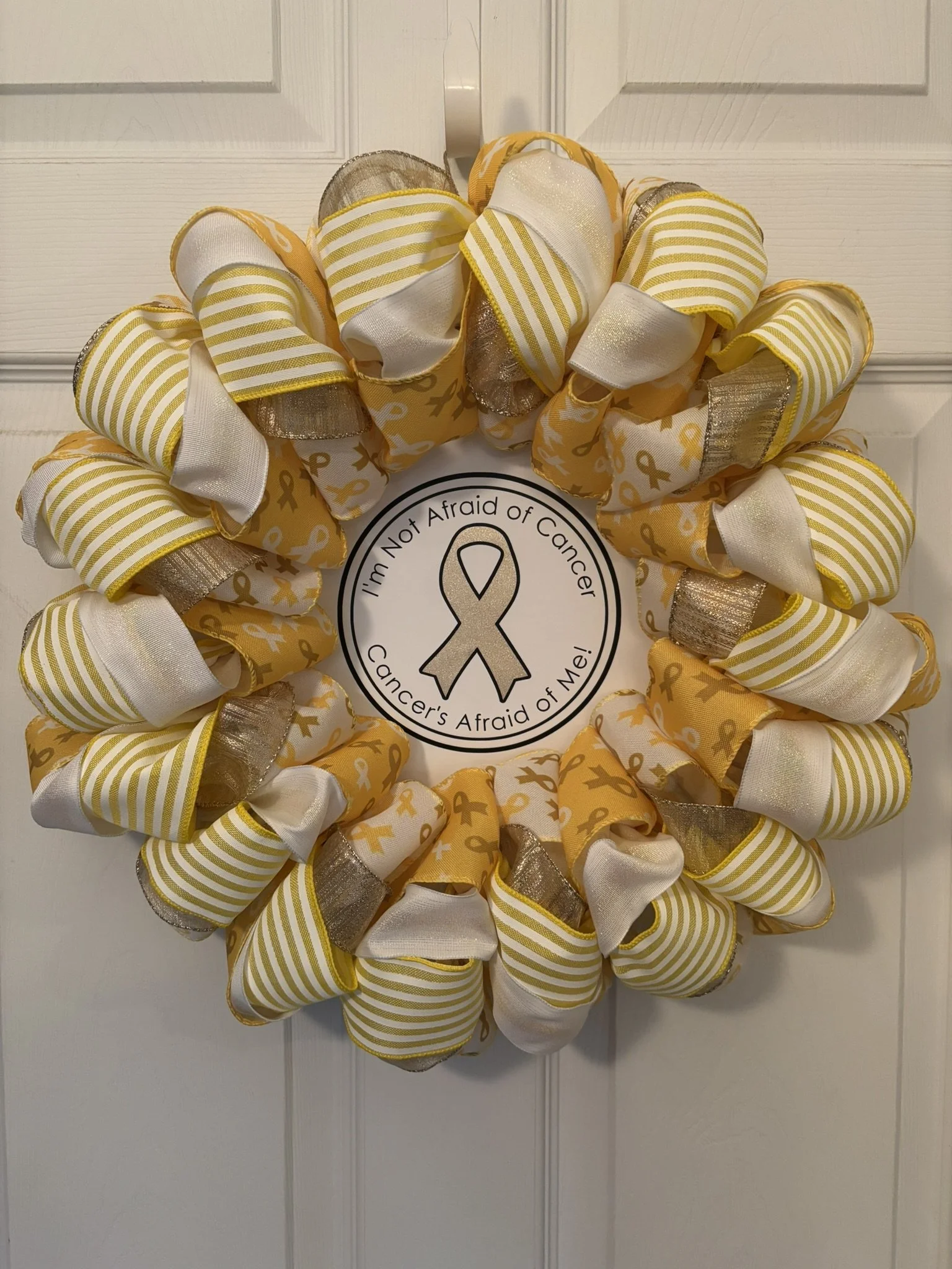 I'm Not Afraid of Cancer, Cancer's Afraid of Me - Childhood Cancer Wreath