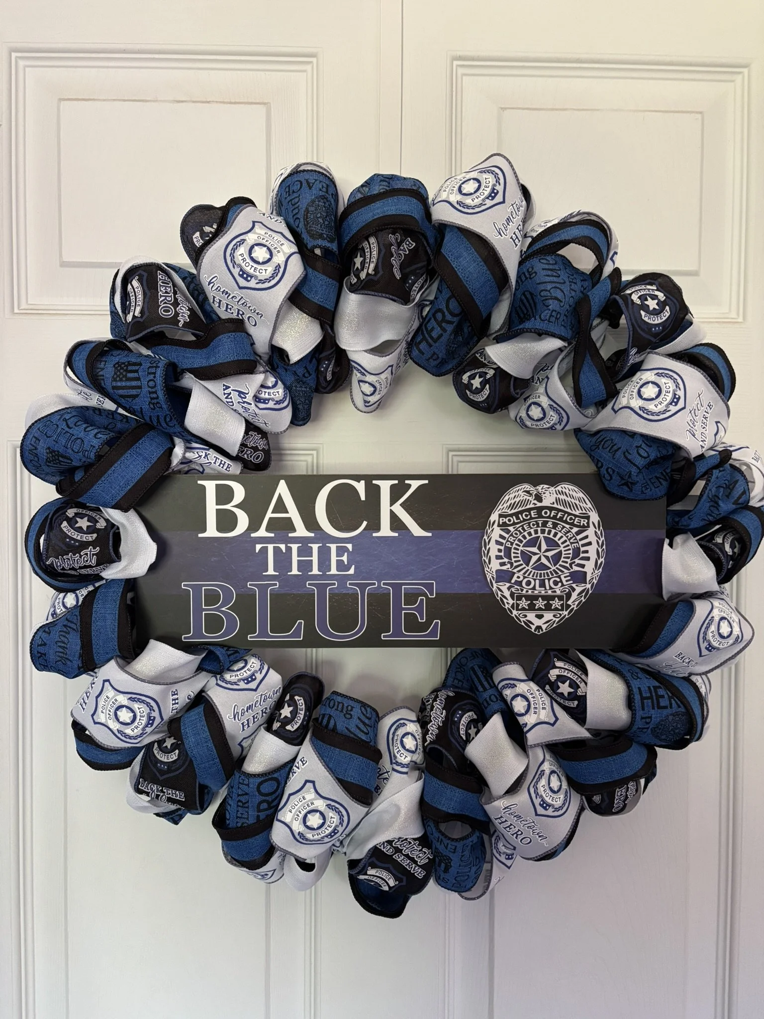 Back the Blue Police Support Ribbon Wreath Front.JPEG