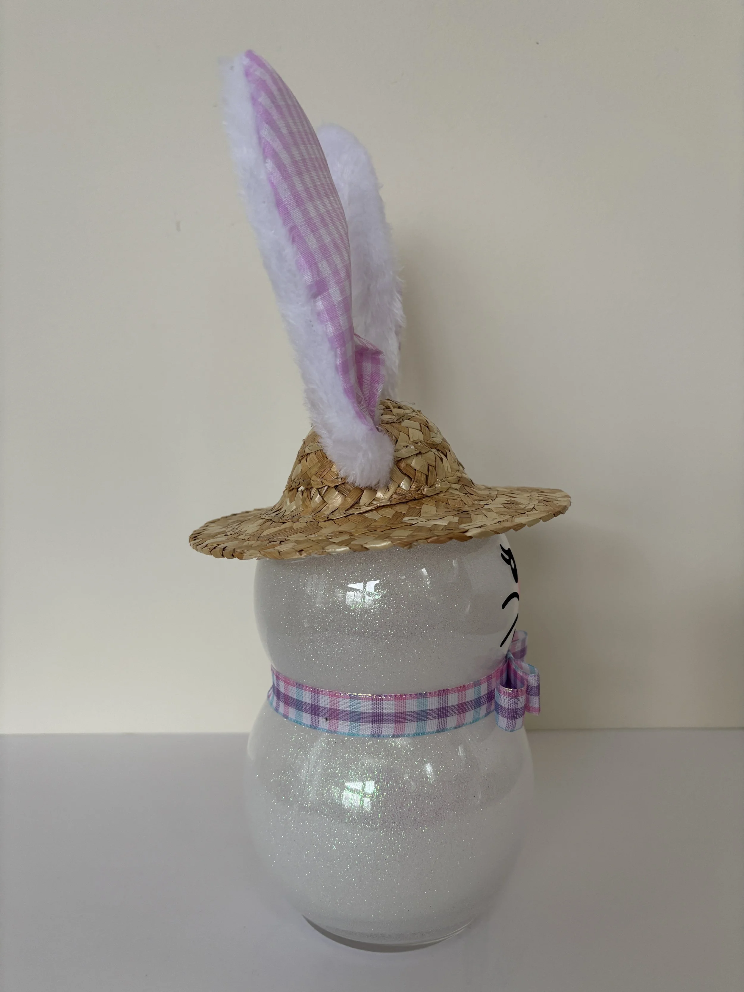 Easter Bunny Pink Gingham Ears Right Side.JPG