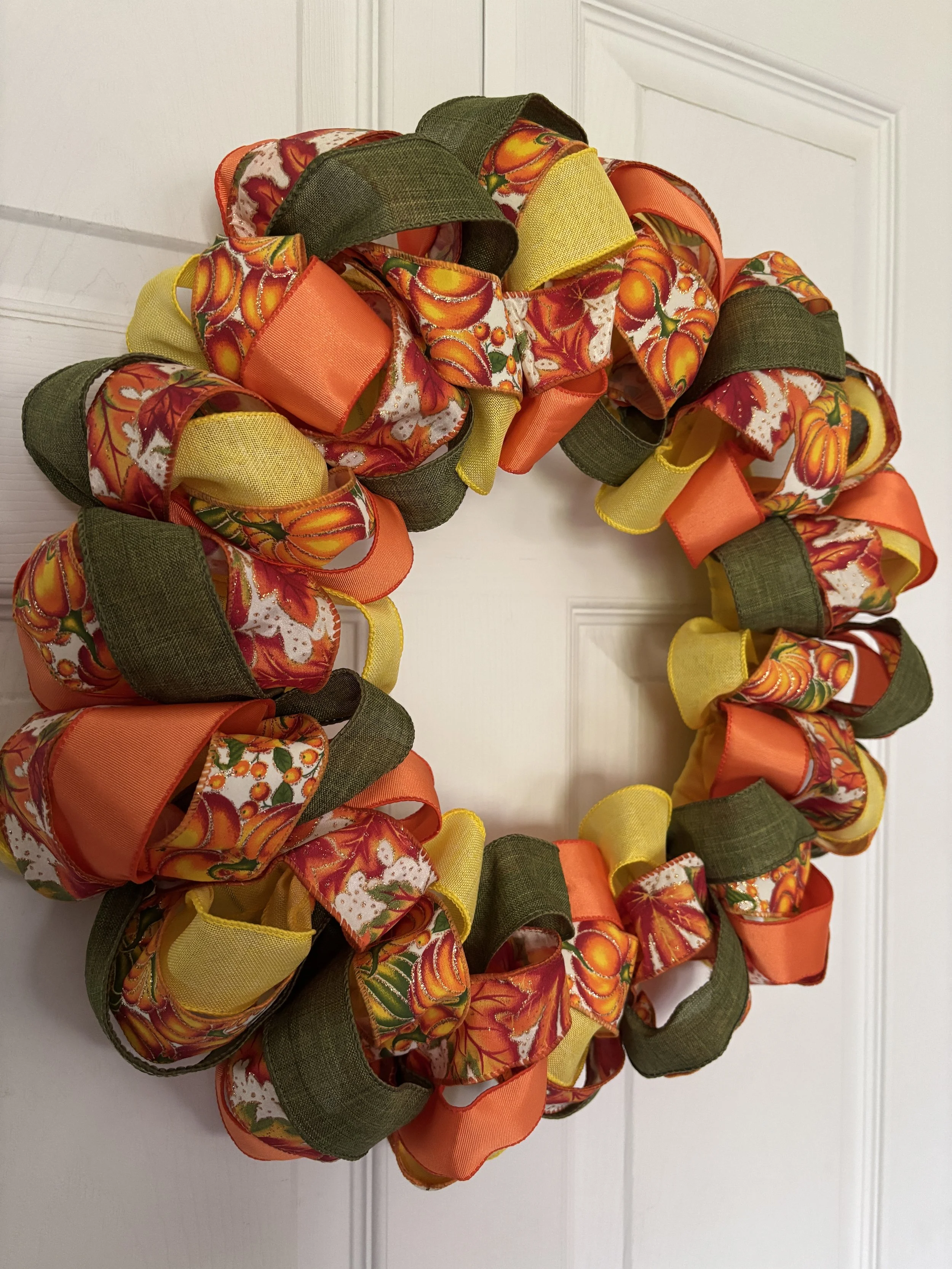 18 Inch Orange, Green, and Yellow Fall Wreath Left Side.JPG
