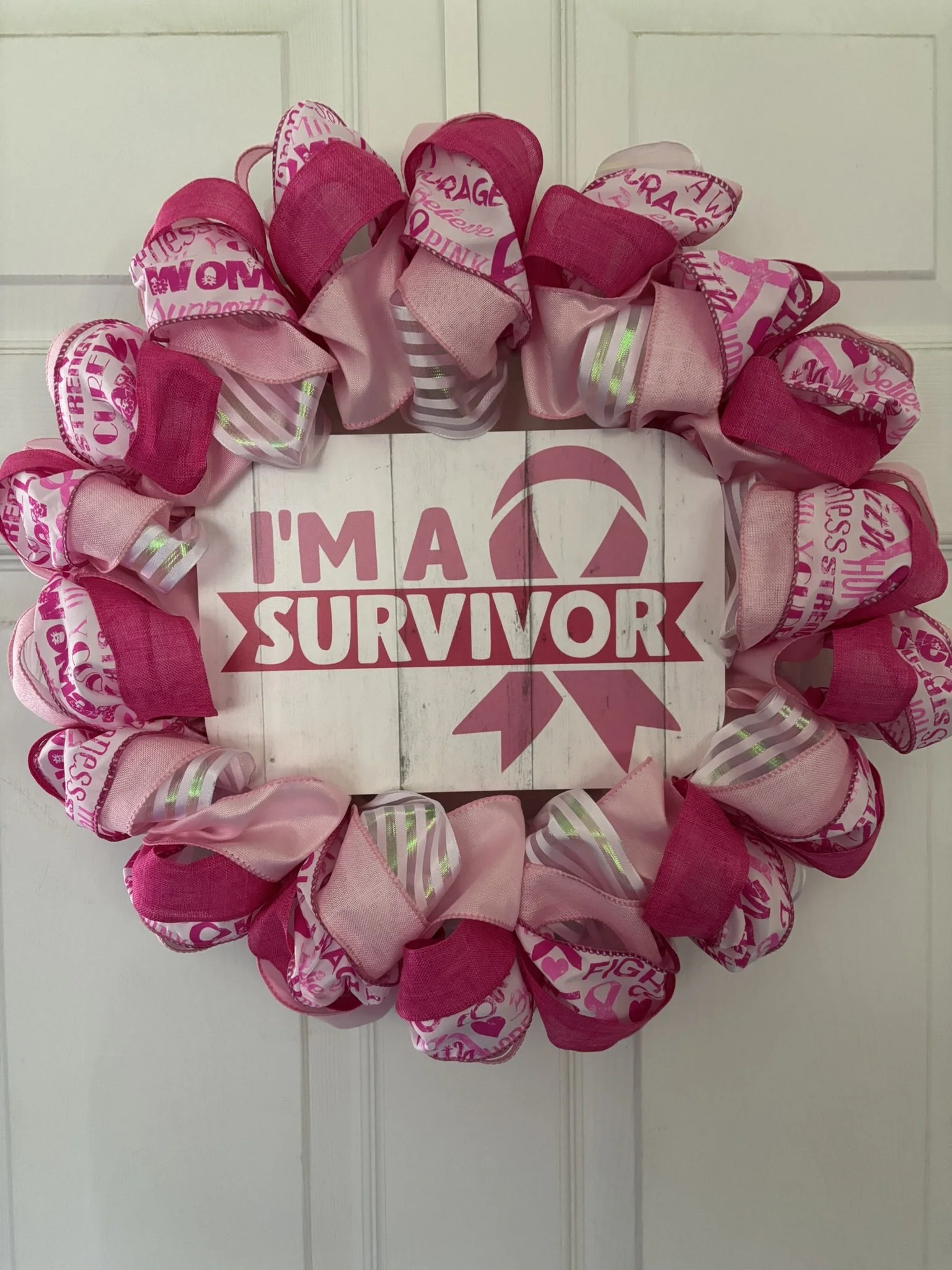 I'm A Survivor Breast Cancer Ribbon Wreath Front.JPEG