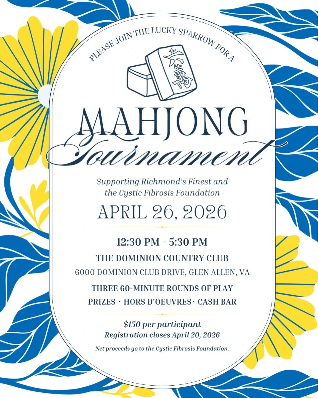 The Lucky Sparrow is excited to announce an upcoming Mahjong tournament hosted at the beautiful Dominion Country Club. This special event represents a Richmond&rsquo;s Finest passion project for Emily Cox, owner of The Lucky Sparrow, and will bring t