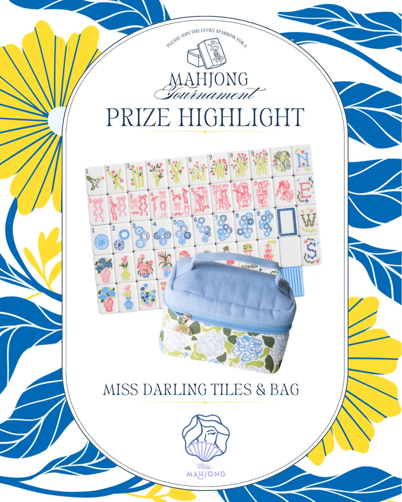 This Miss Darling tile set and bag by @missmahjongofficial could be yours! 🎀 Register for the Mahjong Tournament supporting the Cystic Fibrosis Foundation for a chance at this prize 🏆 Link in bio!
.
.
.
.
.
#mahjongtournament #cysticfibrosisawarene