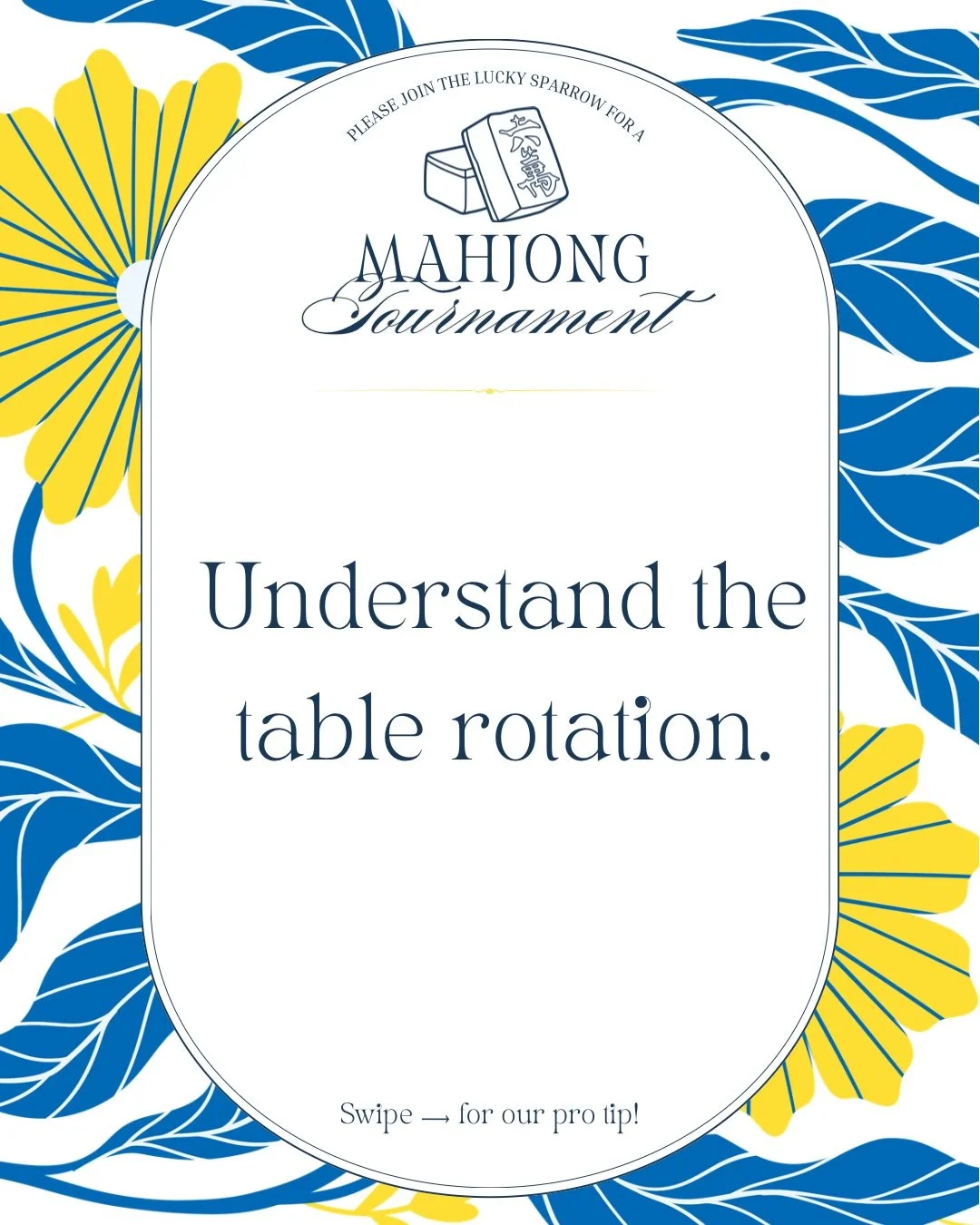 Navigating a room full of players is part of the tournament fun, and we&rsquo;ve made it easy to find your way! 

Upon check-in, you&rsquo;ll receive a nametag that lists your pre-determined table assignments for all three rounds based on your Wind p