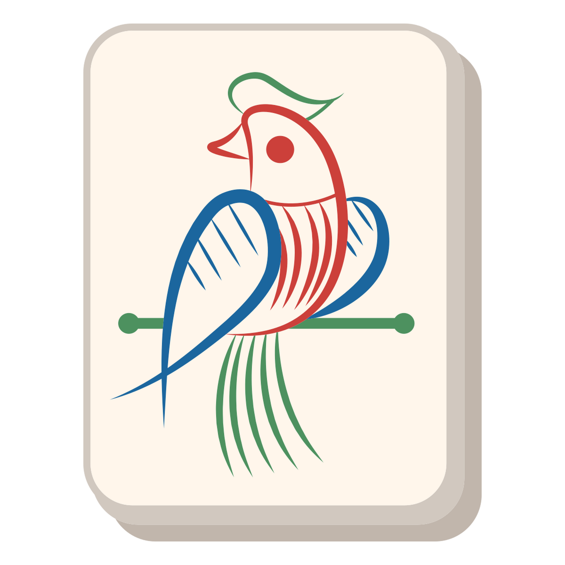 A one-bam mahjong tile with a bird on it