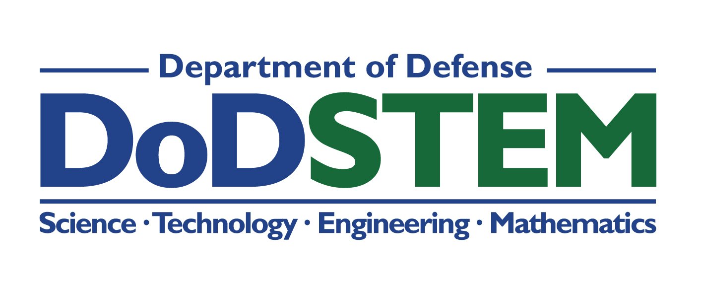 Logo of the Department of Defense STEM, including words Science, Technology, Engineering, Mathematics, with DoD STEM in large blue and green letters.