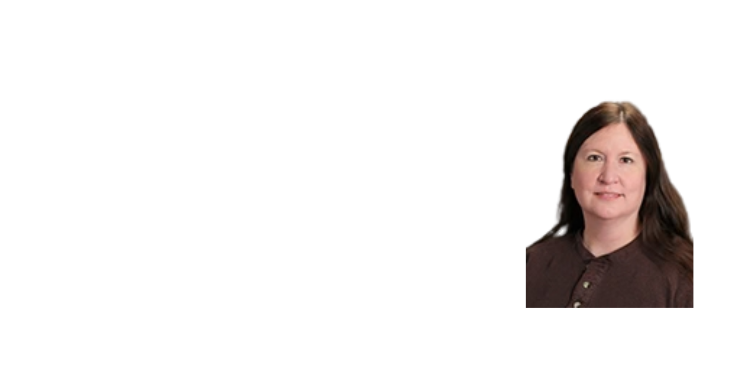 A promotional graphic with the words "Listen to The Chosen Woman" in bold, orange letters on a black background, and a woman with long dark hair, wearing a dark brown blouse, smiling at the camera.