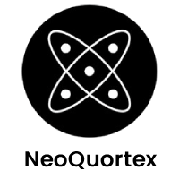 A black circle with a white atomic model symbol consisting of a nucleus and surrounding orbiting electrons.